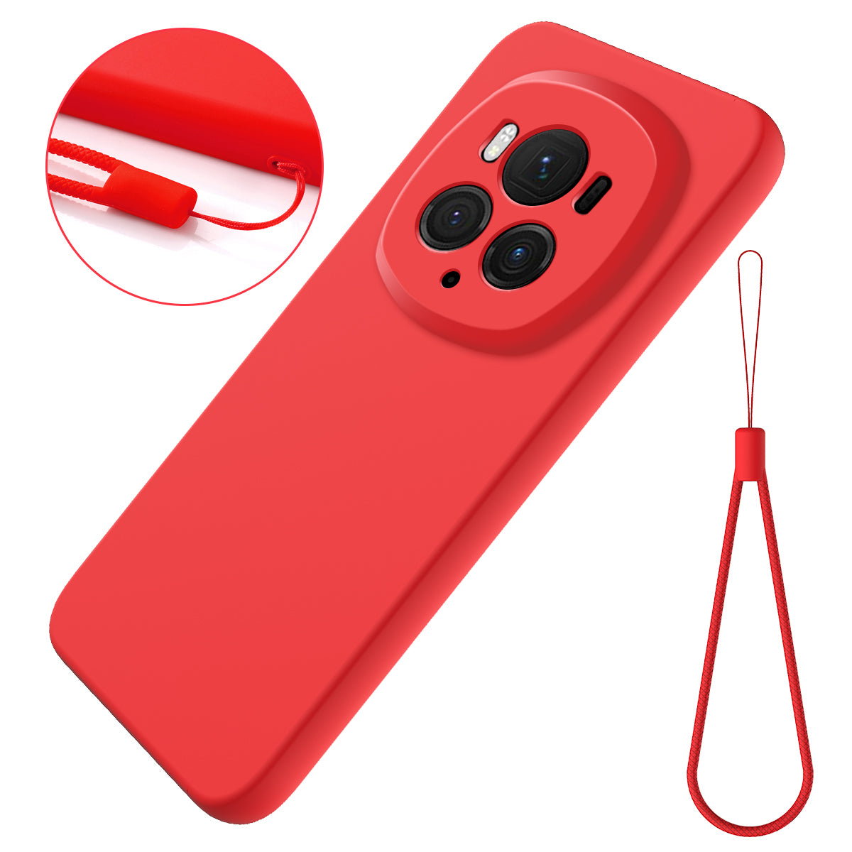 Back Case for Honor Magic6 Pro 5G Liquid Silicone Mobile Phone Cover with Strap