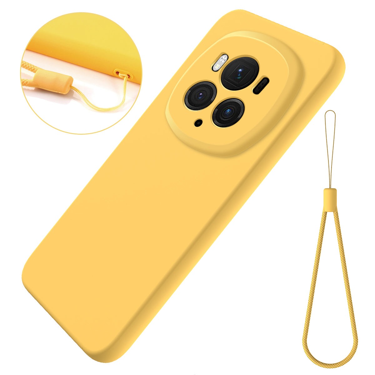Back Case for Honor Magic6 Pro 5G Liquid Silicone Mobile Phone Cover with Strap