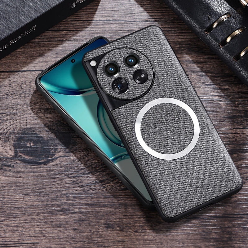For OnePlus 12 5G Magnetic Case TPU+Cloth Scratch Resistant Phone Cover