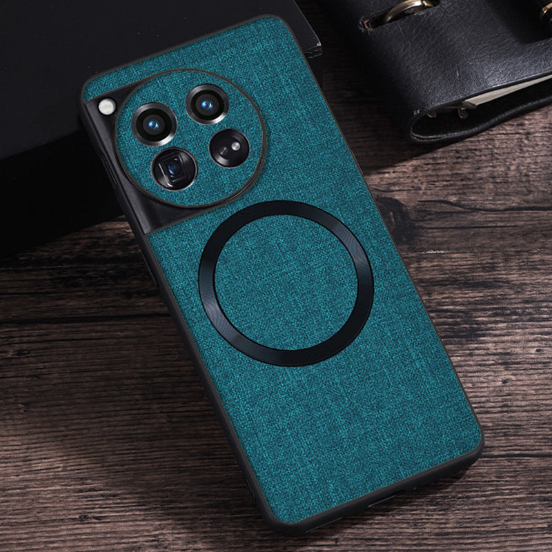 For OnePlus 12 5G Magnetic Case TPU+Cloth Scratch Resistant Phone Cover