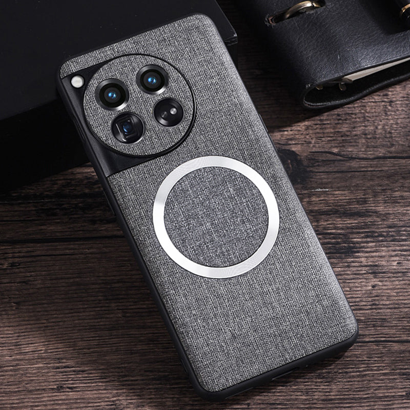 For OnePlus 12 5G Magnetic Case TPU+Cloth Scratch Resistant Phone Cover