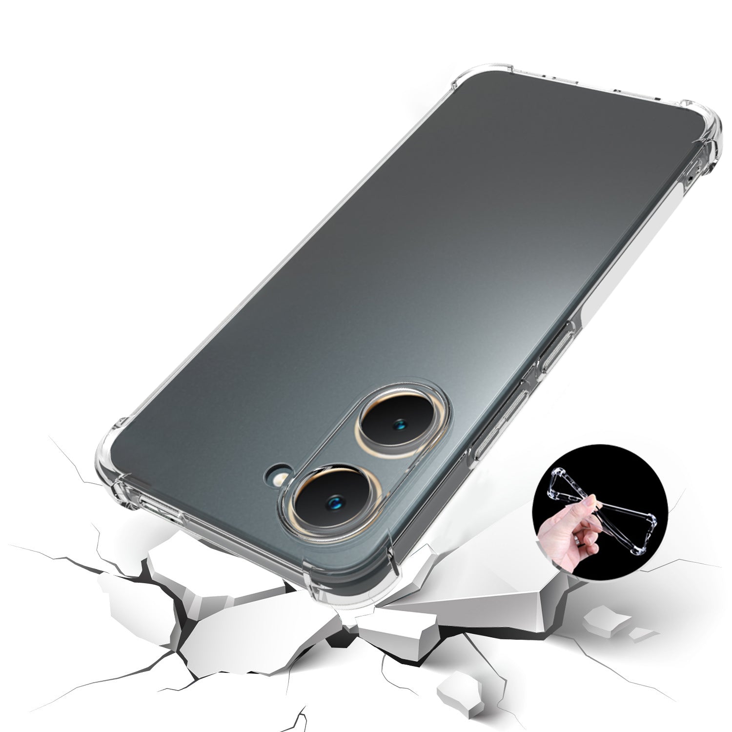 Phone Case for vivo Y03 Shockproof Case Four Corner Airbag Flexible TPU Phone Cover
