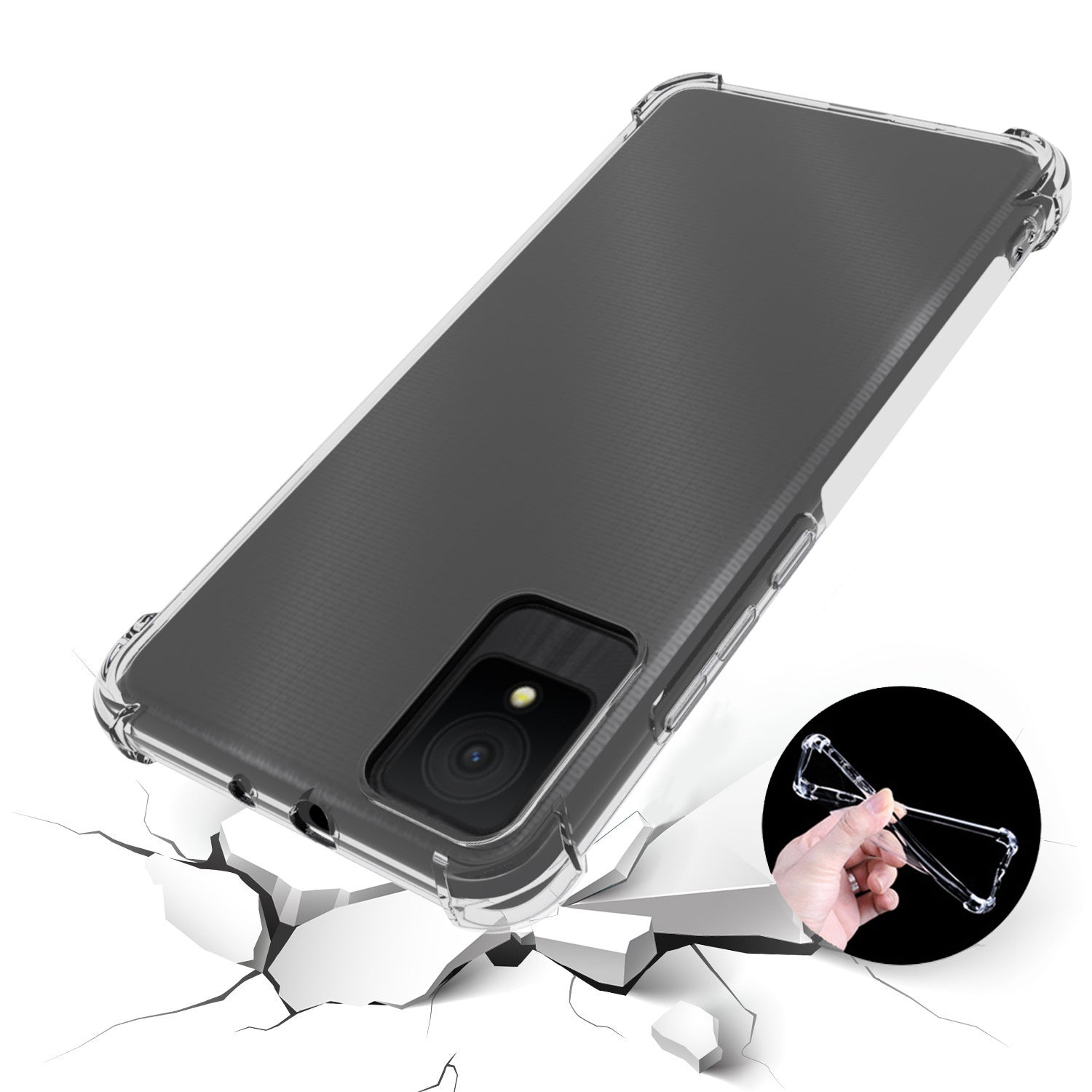 For TCL 502 Case Transparent Four Corner Airbag TPU Phone Back Shell