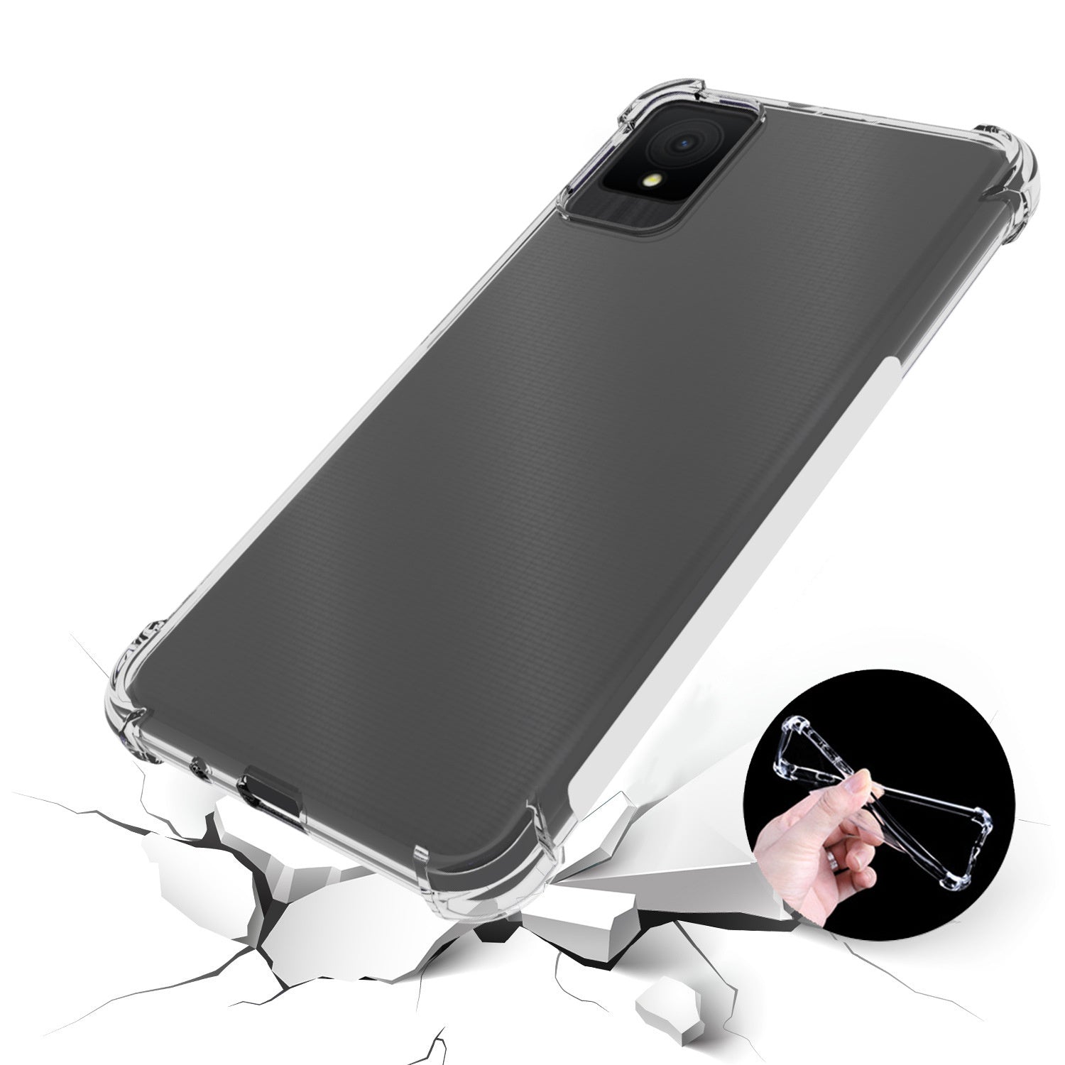 For TCL 502 Case Transparent Four Corner Airbag TPU Phone Back Shell