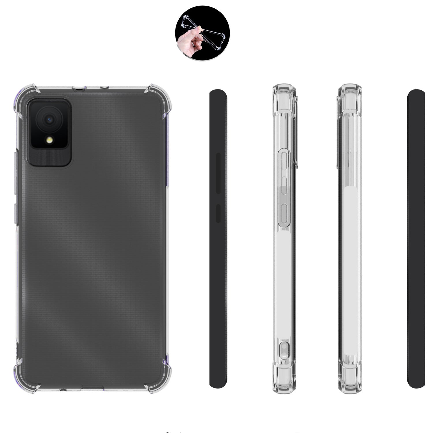 For TCL 502 Case Transparent Four Corner Airbag TPU Phone Back Shell