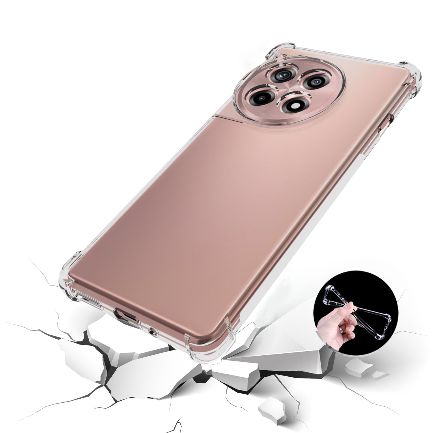 For OnePlus Ace 3 5G / 12R 5G Four Corner Airbag Cell Phone Case HD Clear Non-Slip TPU Phone Cover