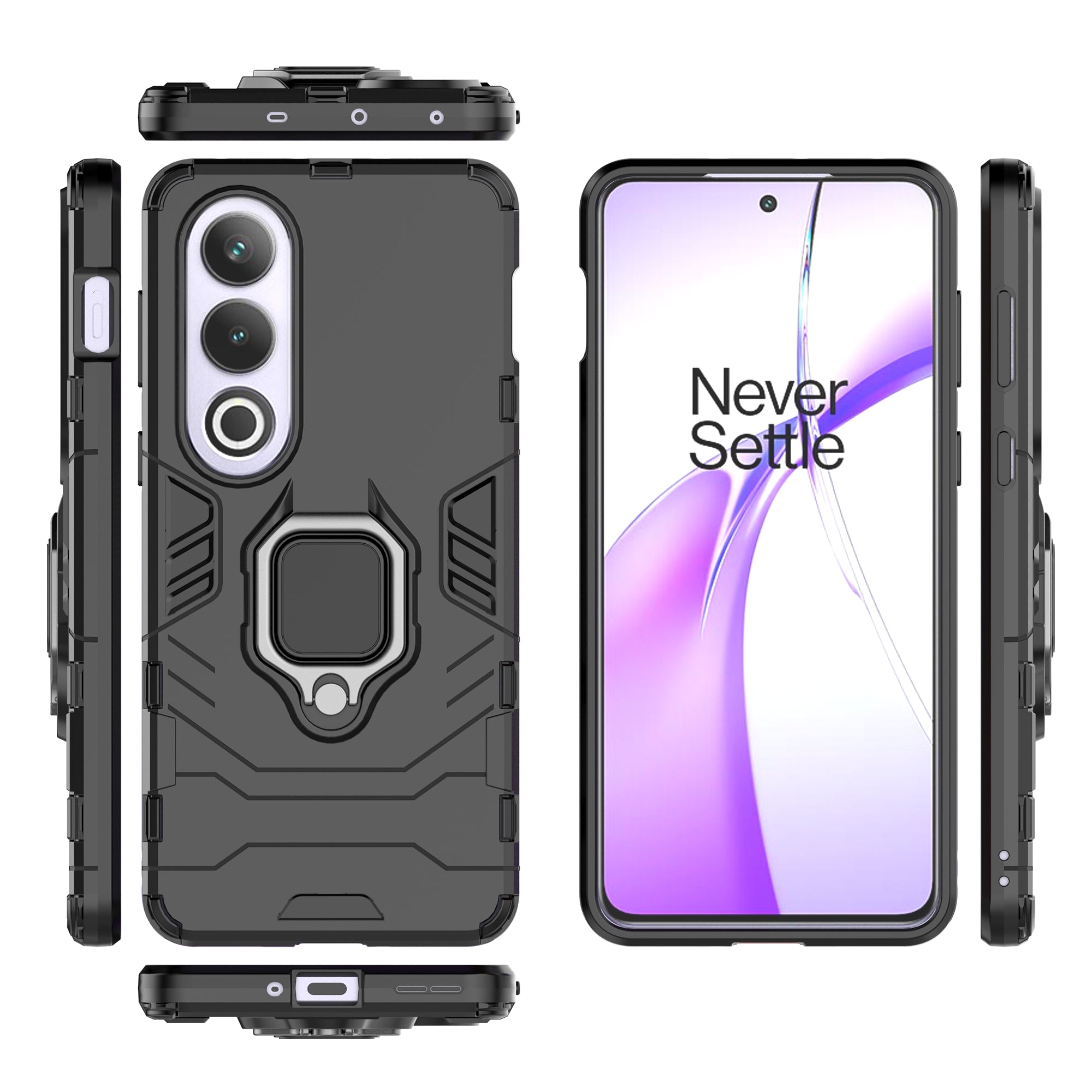 For OnePlus Nord CE4 5G / Ace 3V 5G Case PC+TPU Bump Proof Shell with Ring Kickstand