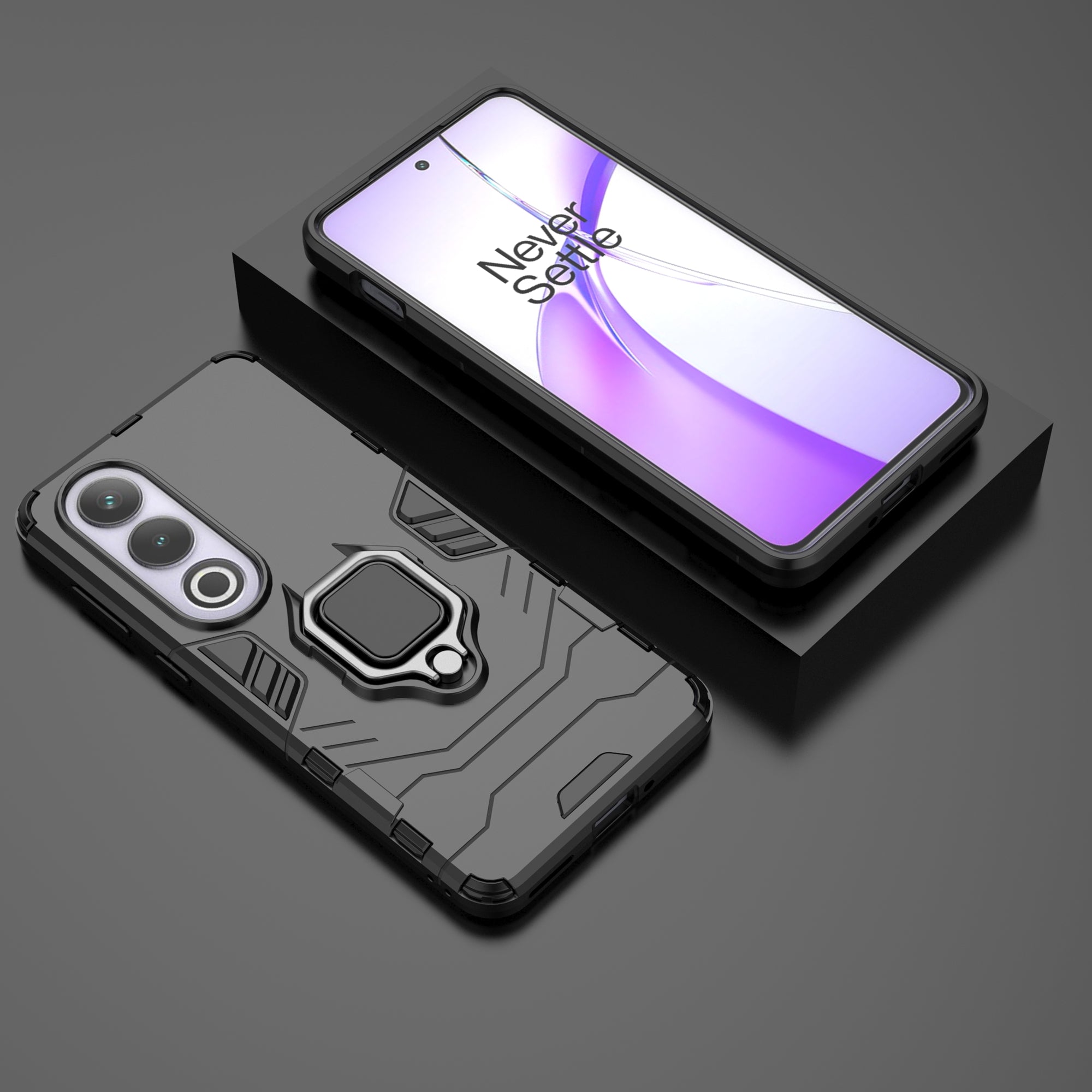 For OnePlus Nord CE4 5G / Ace 3V 5G Case PC+TPU Bump Proof Shell with Ring Kickstand