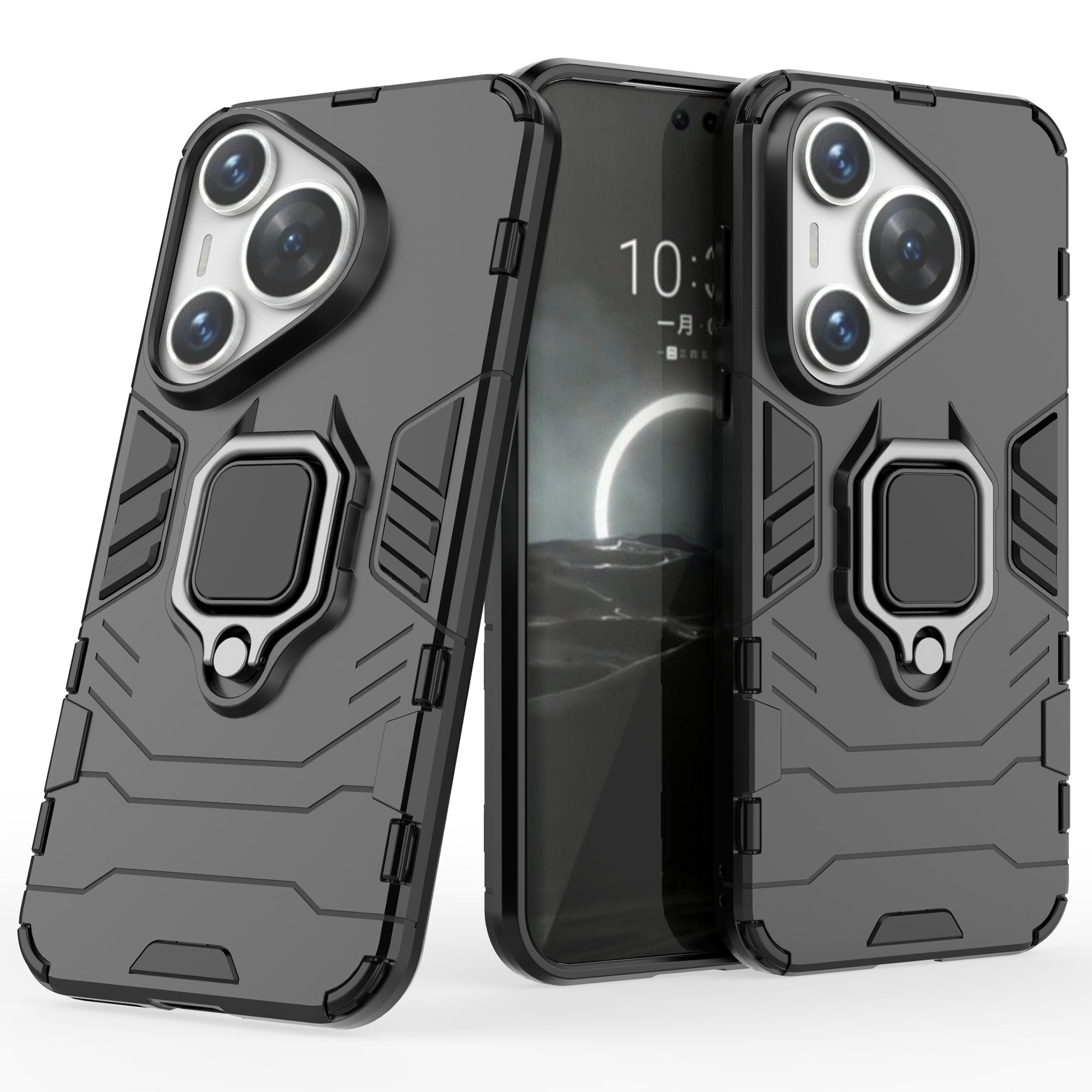 For Huawei Pura 70 Case Slim-Fit PC+TPU Ring Holder Kickstand Protective Cover