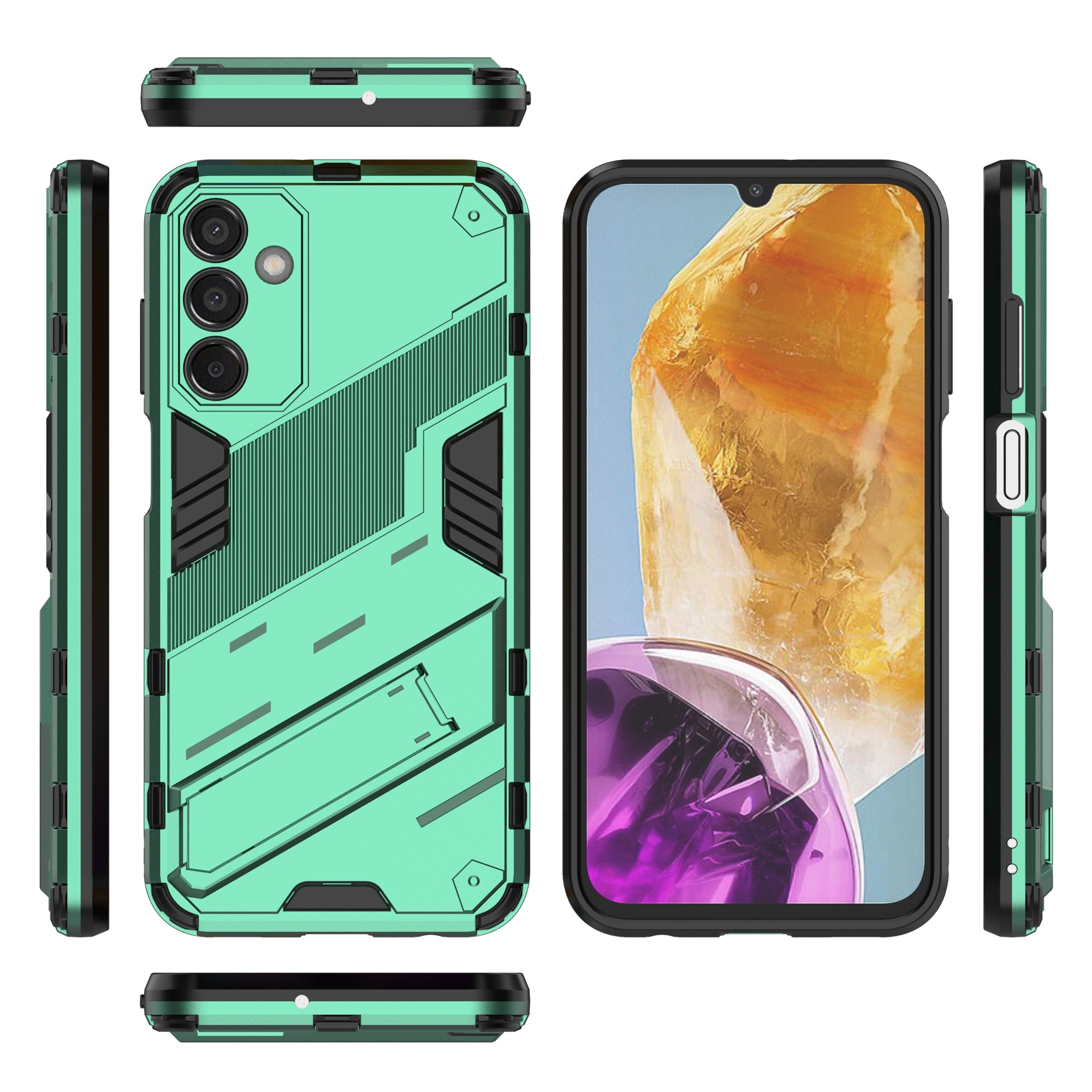 For Samsung Galaxy M15 5G Case PC+TPU Drop-proof Phone Cover with Folding Kickstand