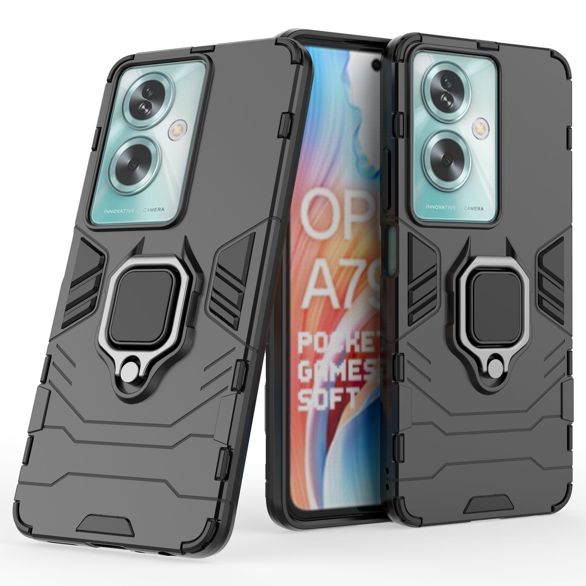 For Oppo A79 5G / A2 5G Cell Phone Case PC+TPU Drop-resistant Kickstand Shell