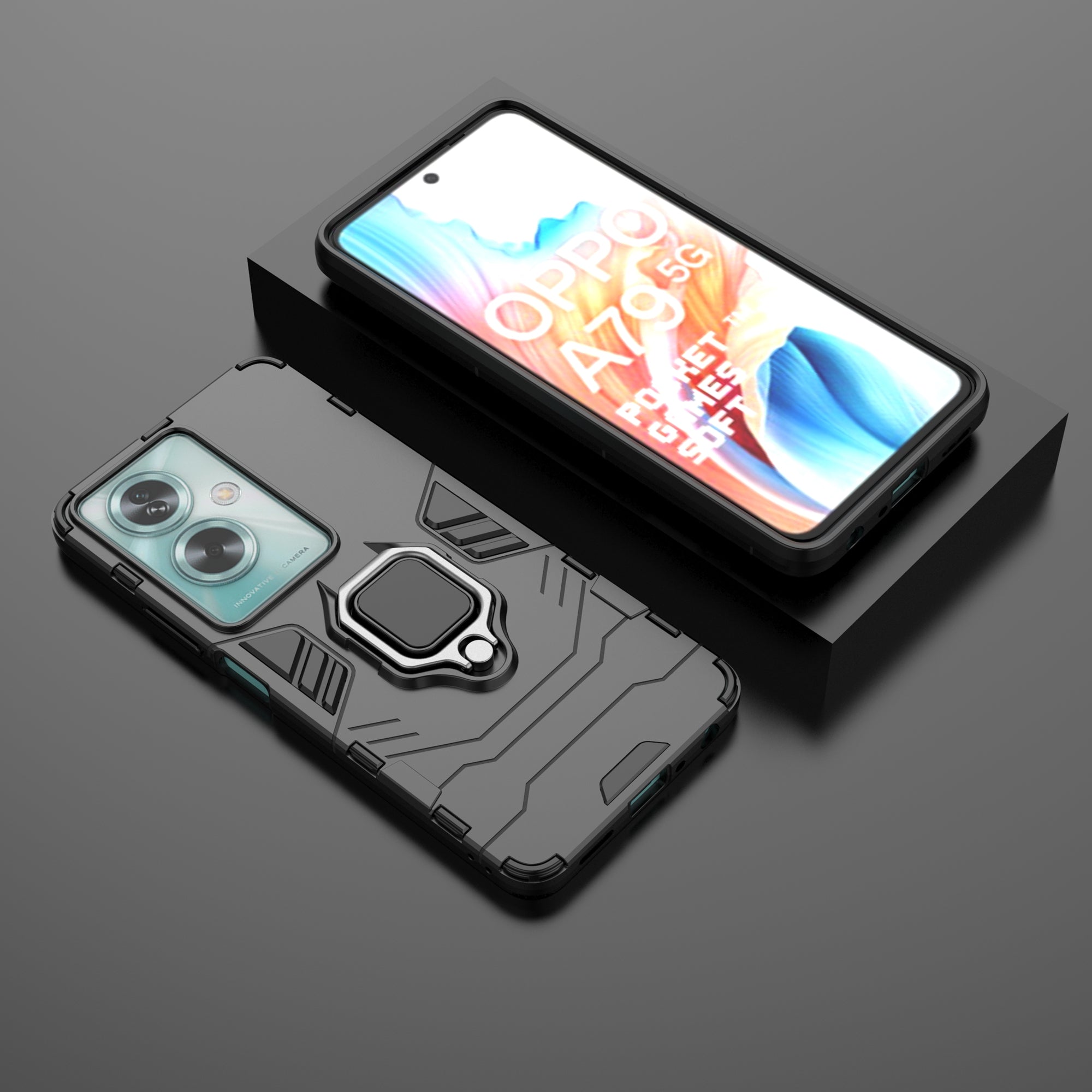 For Oppo A79 5G / A2 5G Cell Phone Case PC+TPU Drop-resistant Kickstand Shell