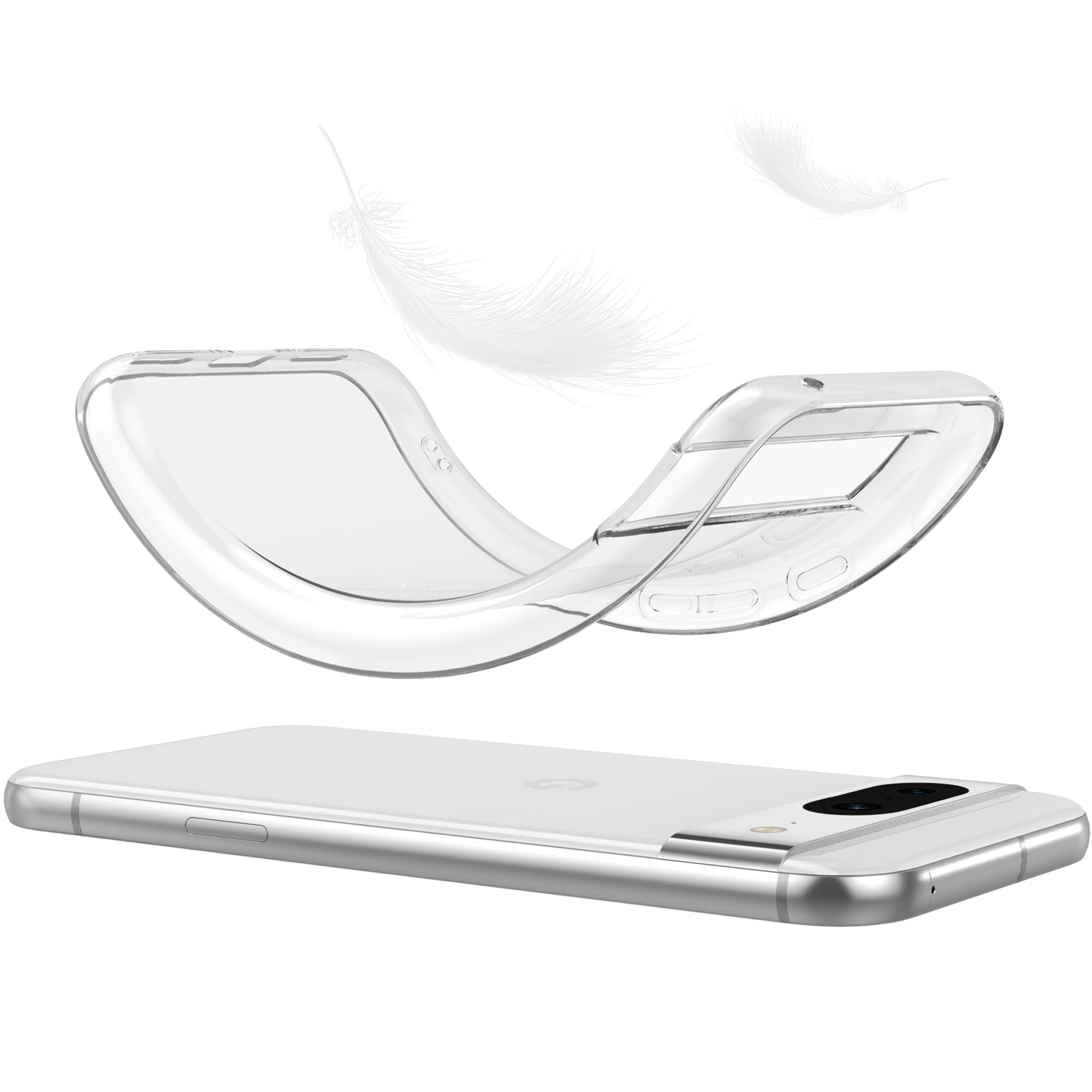 For Google Pixel 8a Clear Case TPU Anti-fingerprint Phone Cover