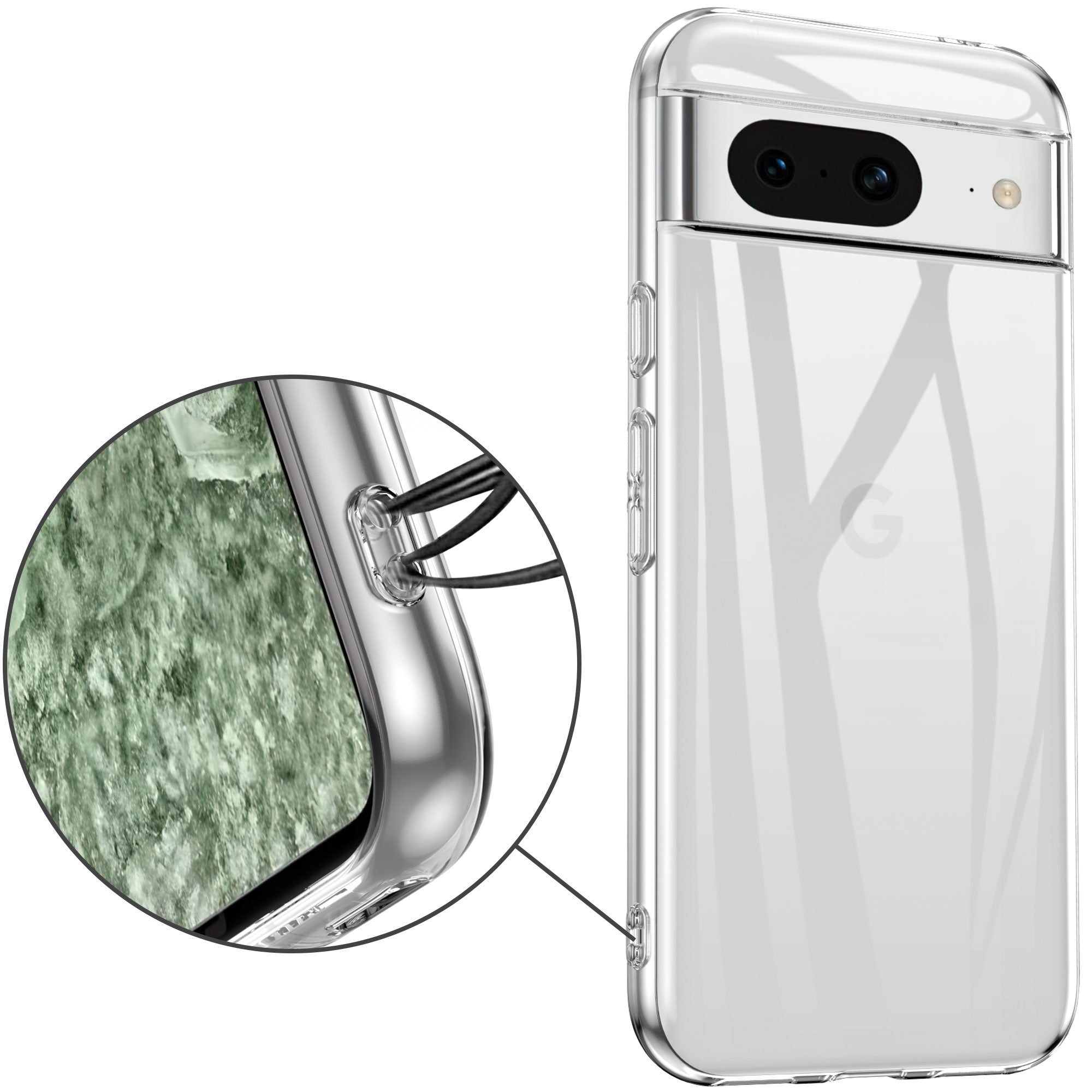 For Google Pixel 8a Clear Case TPU Anti-fingerprint Phone Cover
