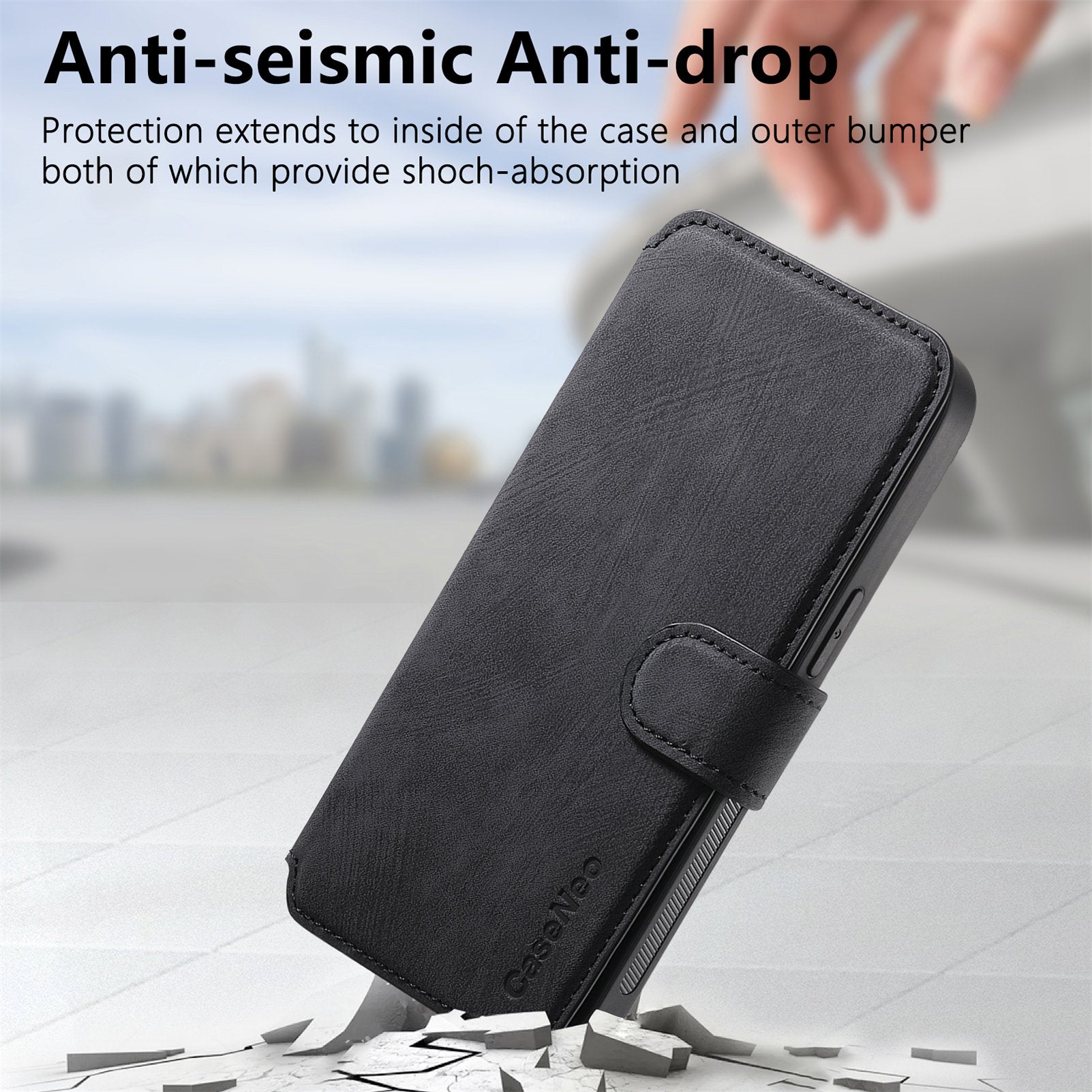 CASENEO MW-03 For iPhone 15 Case Detachable PU Leather Coated TPU Stand Wallet Phone Cover