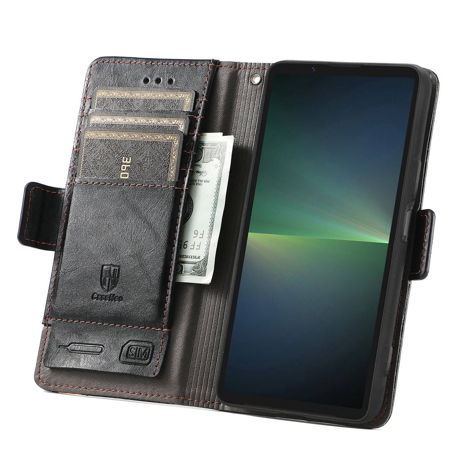 CASENEO 002 Series For Sony Xperia 5 V Leather Case Wallet Design Splicing Smart Phone Cover