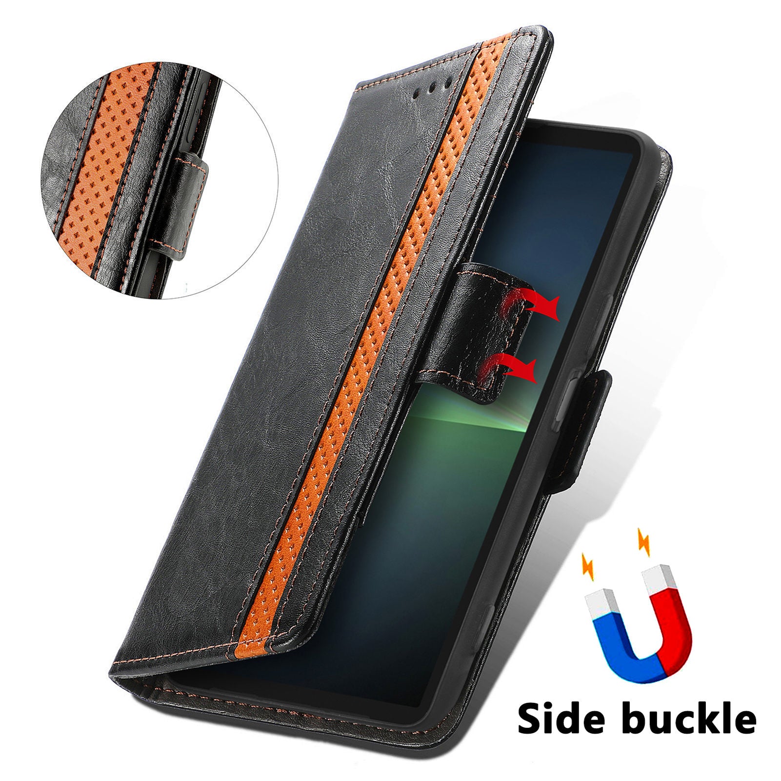 CASENEO 002 Series For Sony Xperia 5 V Leather Case Wallet Design Splicing Smart Phone Cover