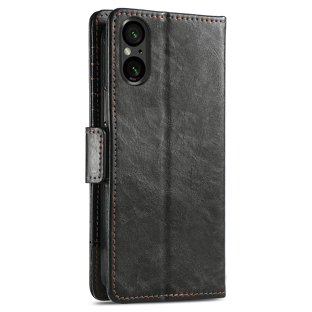CASENEO 002 Series For Sony Xperia 5 V Leather Case Wallet Design Splicing Smart Phone Cover