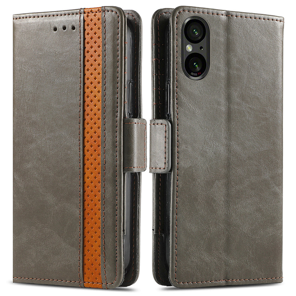 CASENEO 002 Series For Sony Xperia 5 V Leather Case Wallet Design Splicing Smart Phone Cover