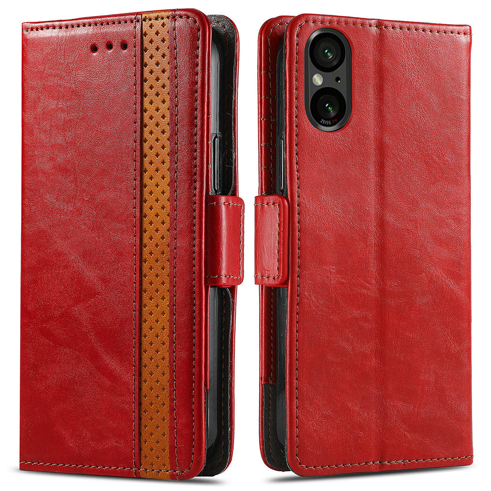 CASENEO 002 Series For Sony Xperia 5 V Leather Case Wallet Design Splicing Smart Phone Cover