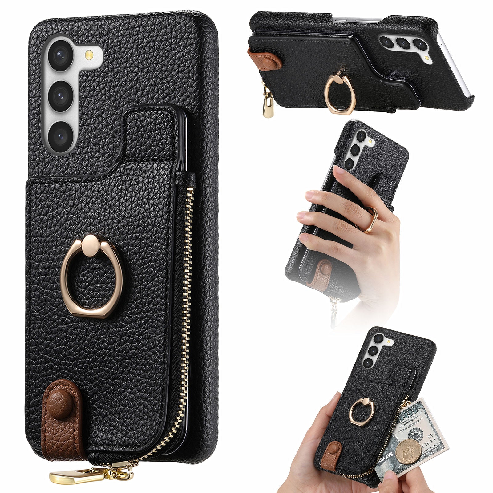 Y3 for Samsung Galaxy S23+ Leather Case Zipper RFID Blocking Phone Cover
