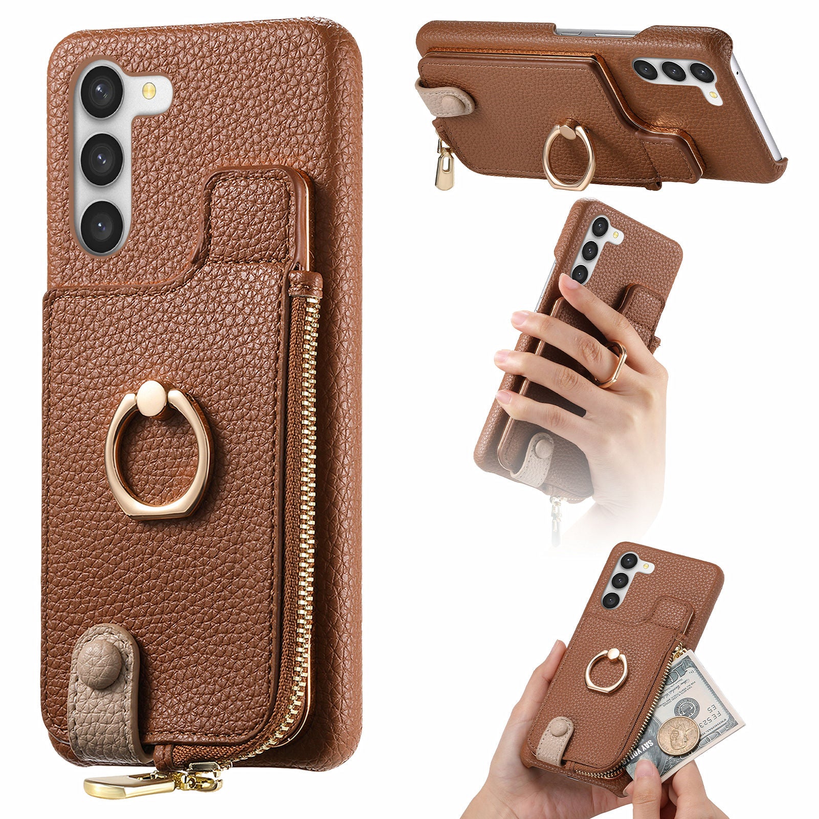 Y3 for Samsung Galaxy S23+ Leather Case Zipper RFID Blocking Phone Cover