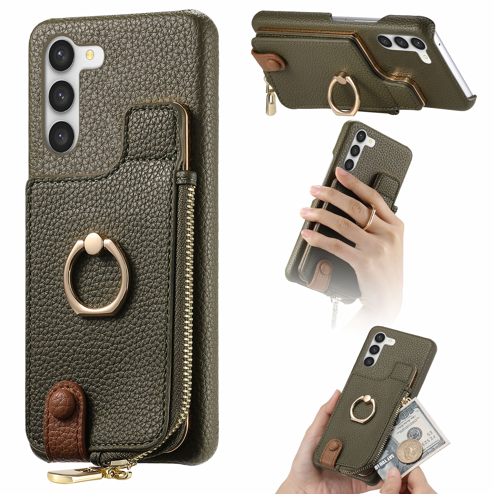 Y3 for Samsung Galaxy S23+ Leather Case Zipper RFID Blocking Phone Cover