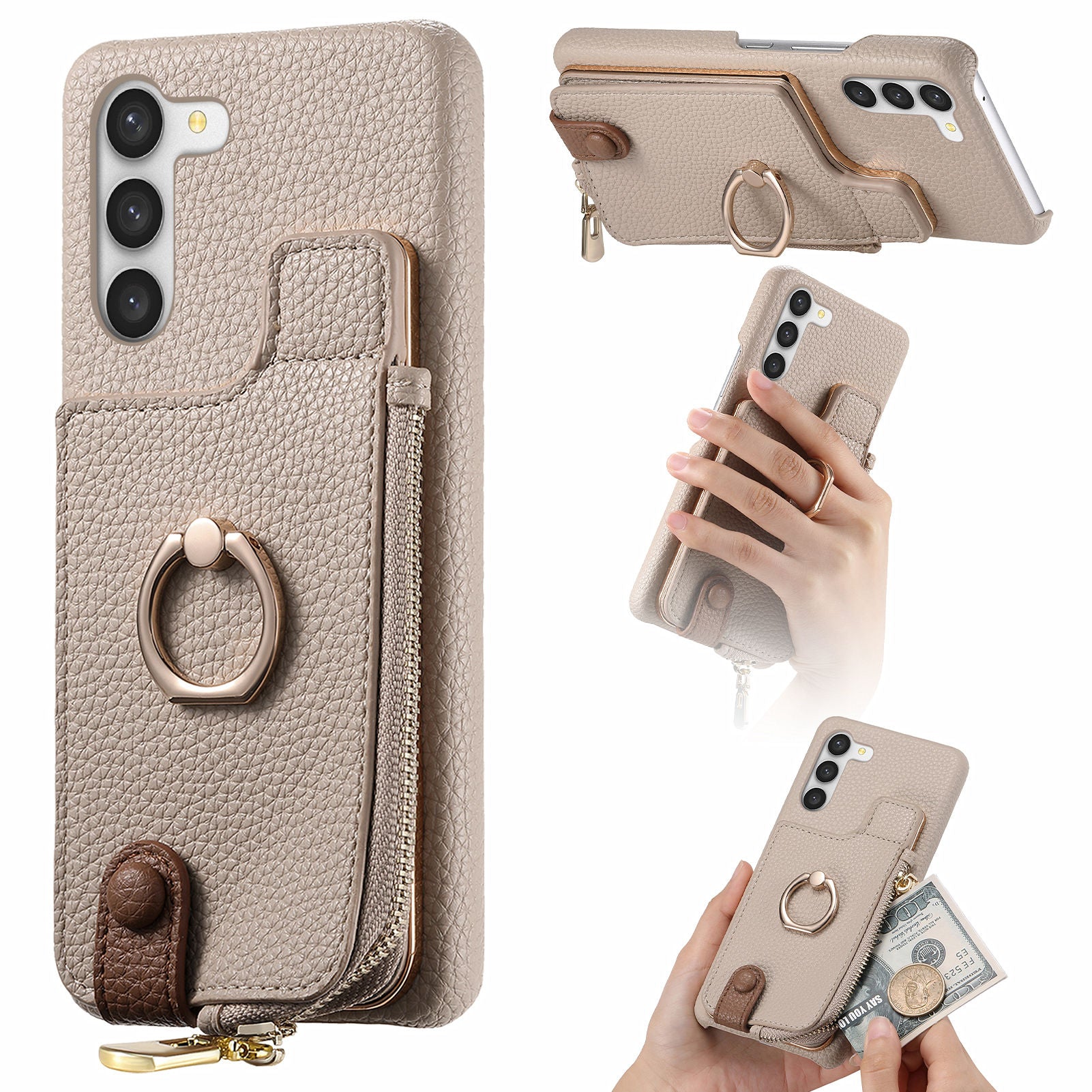 Y3 for Samsung Galaxy S23+ Leather Case Zipper RFID Blocking Phone Cover