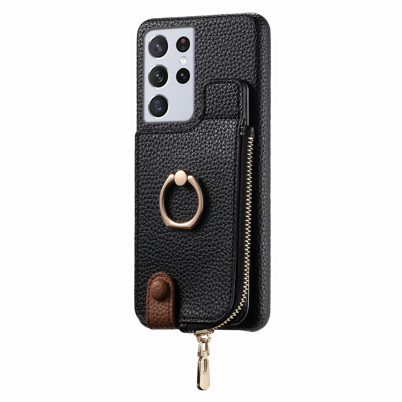 Y3 For Samsung Galaxy S21 Ultra 5G Case PU Leather Litchi Texture Phone Wallet Cover