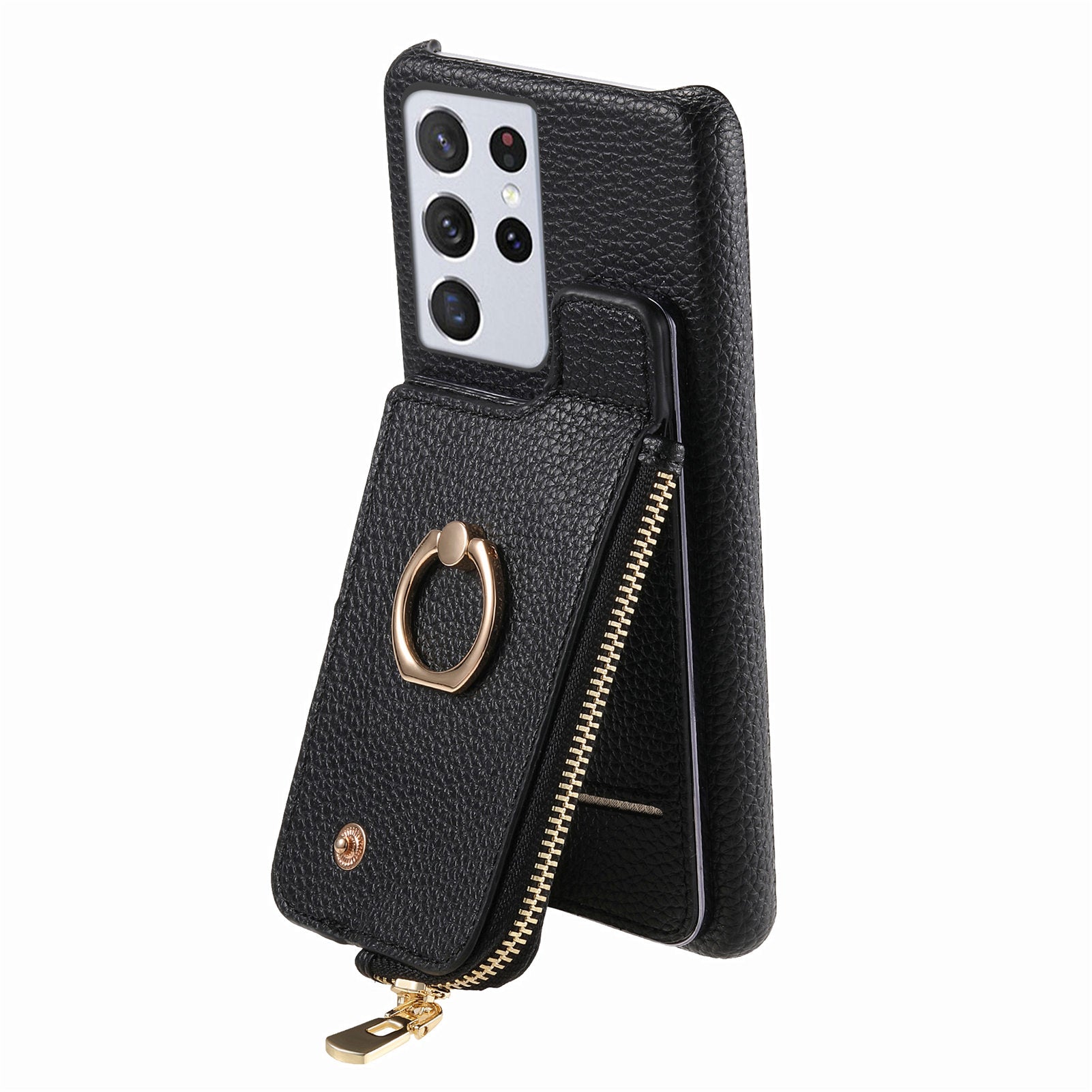 Y3 For Samsung Galaxy S21 Ultra 5G Case PU Leather Litchi Texture Phone Wallet Cover