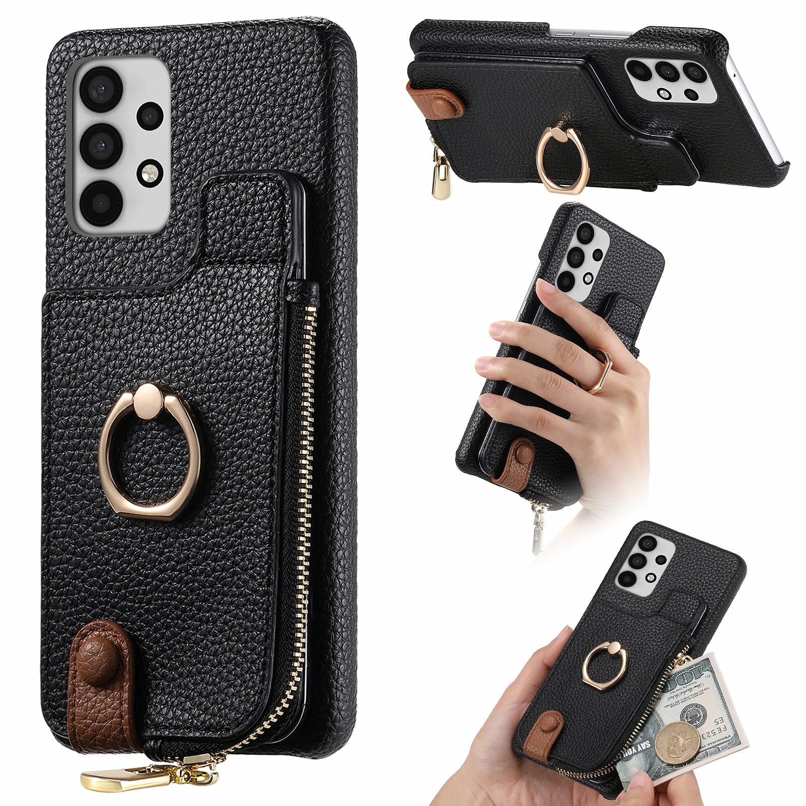 Y3 for Samsung Galaxy A53 5G Shockproof Case RFID Blocking Zipper Pocket Phone Cover