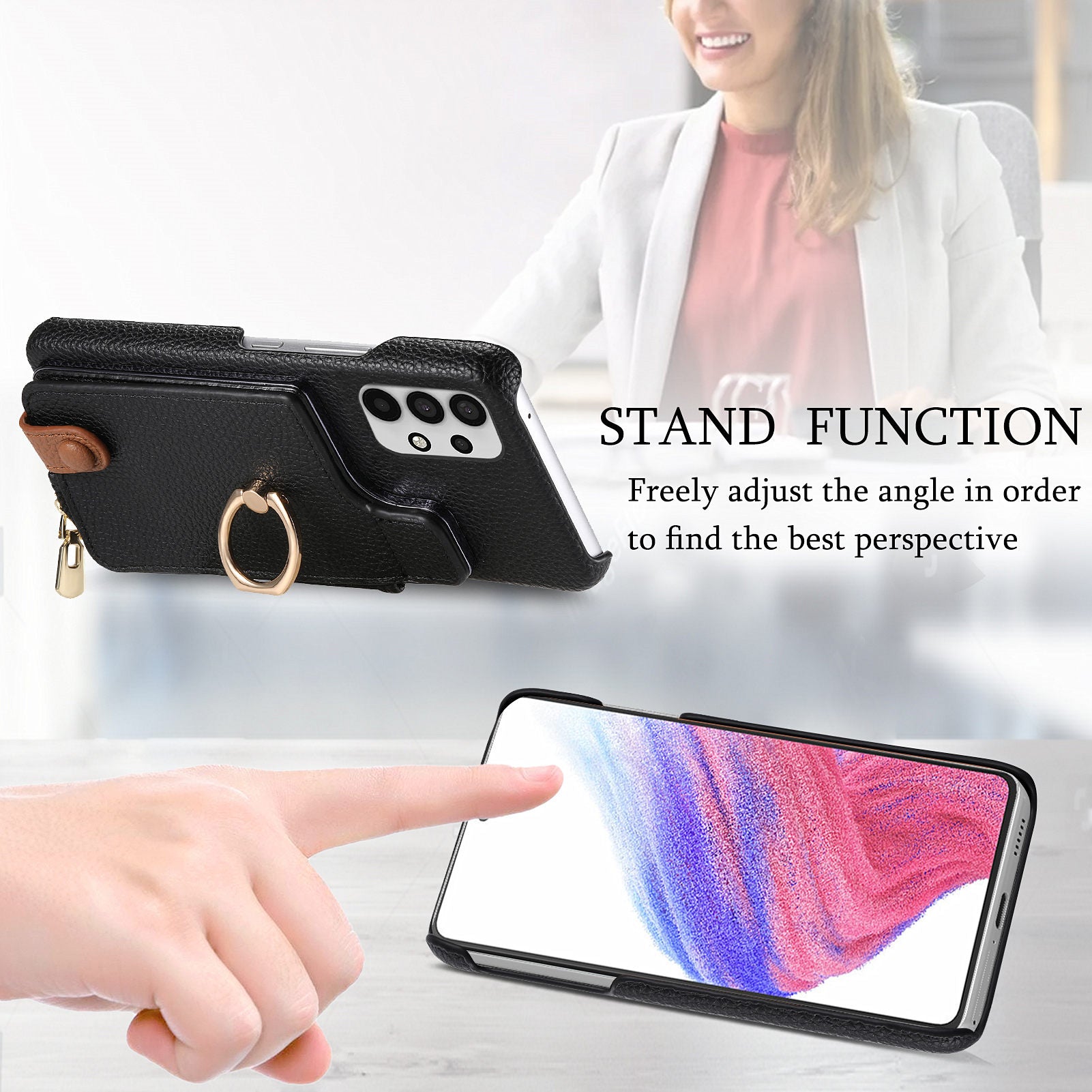 Y3 for Samsung Galaxy A53 5G Shockproof Case RFID Blocking Zipper Pocket Phone Cover