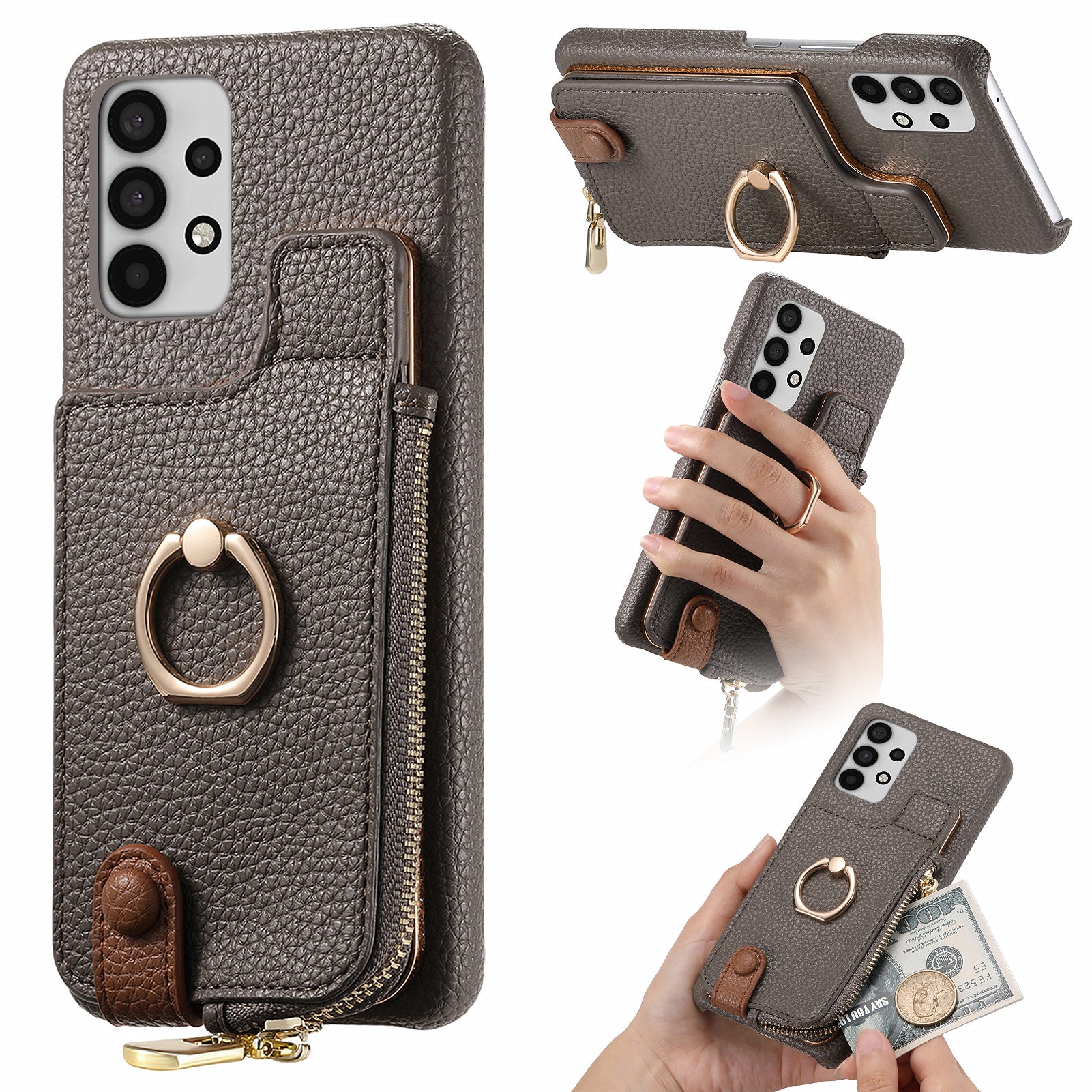 Y3 for Samsung Galaxy A53 5G Shockproof Case RFID Blocking Zipper Pocket Phone Cover