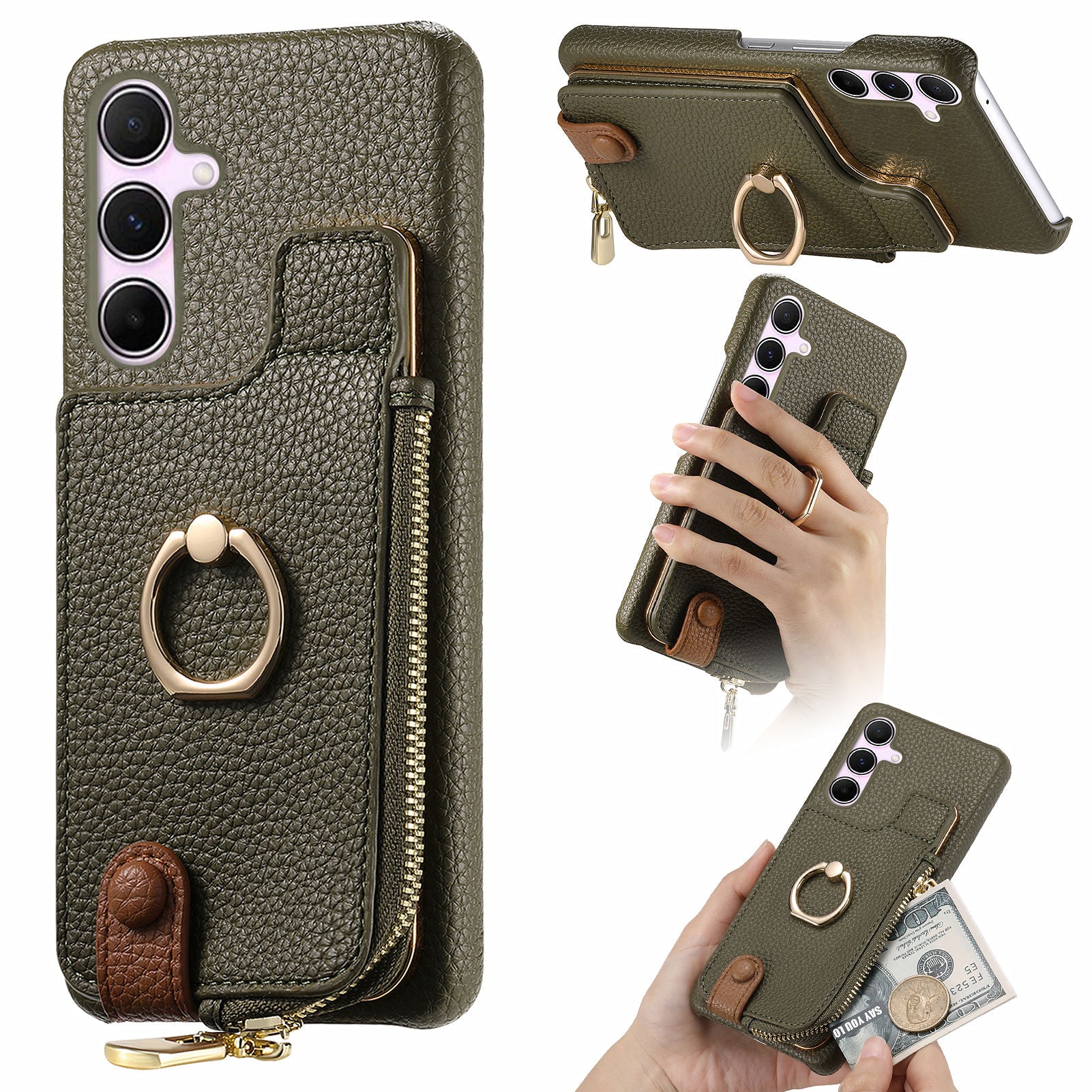 Y3 for Samsung Galaxy A55 5G Case RFID Blocking Phone Wallet Cover Supports Magnetic Car Holder
