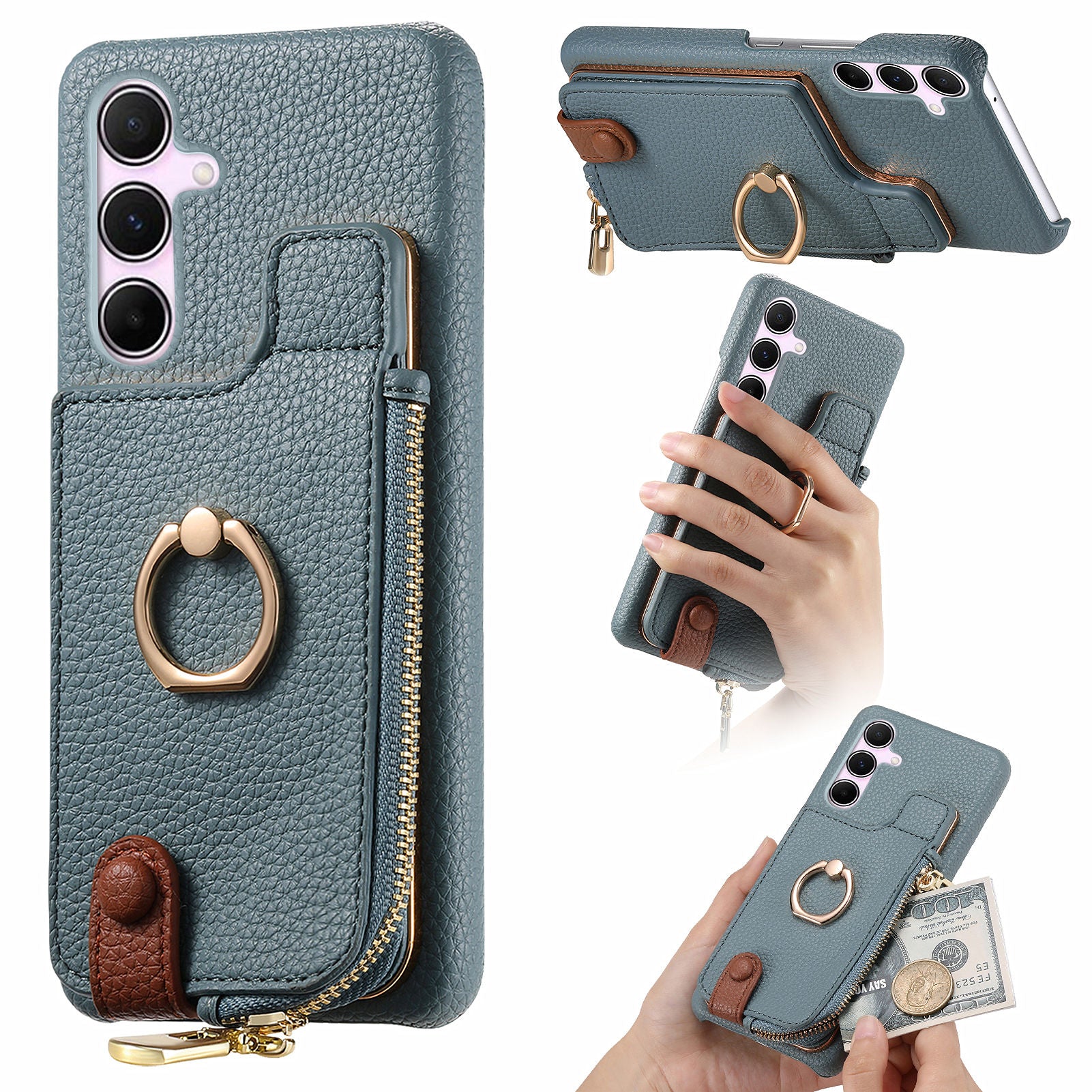 Y3 for Samsung Galaxy A55 5G Case RFID Blocking Phone Wallet Cover Supports Magnetic Car Holder