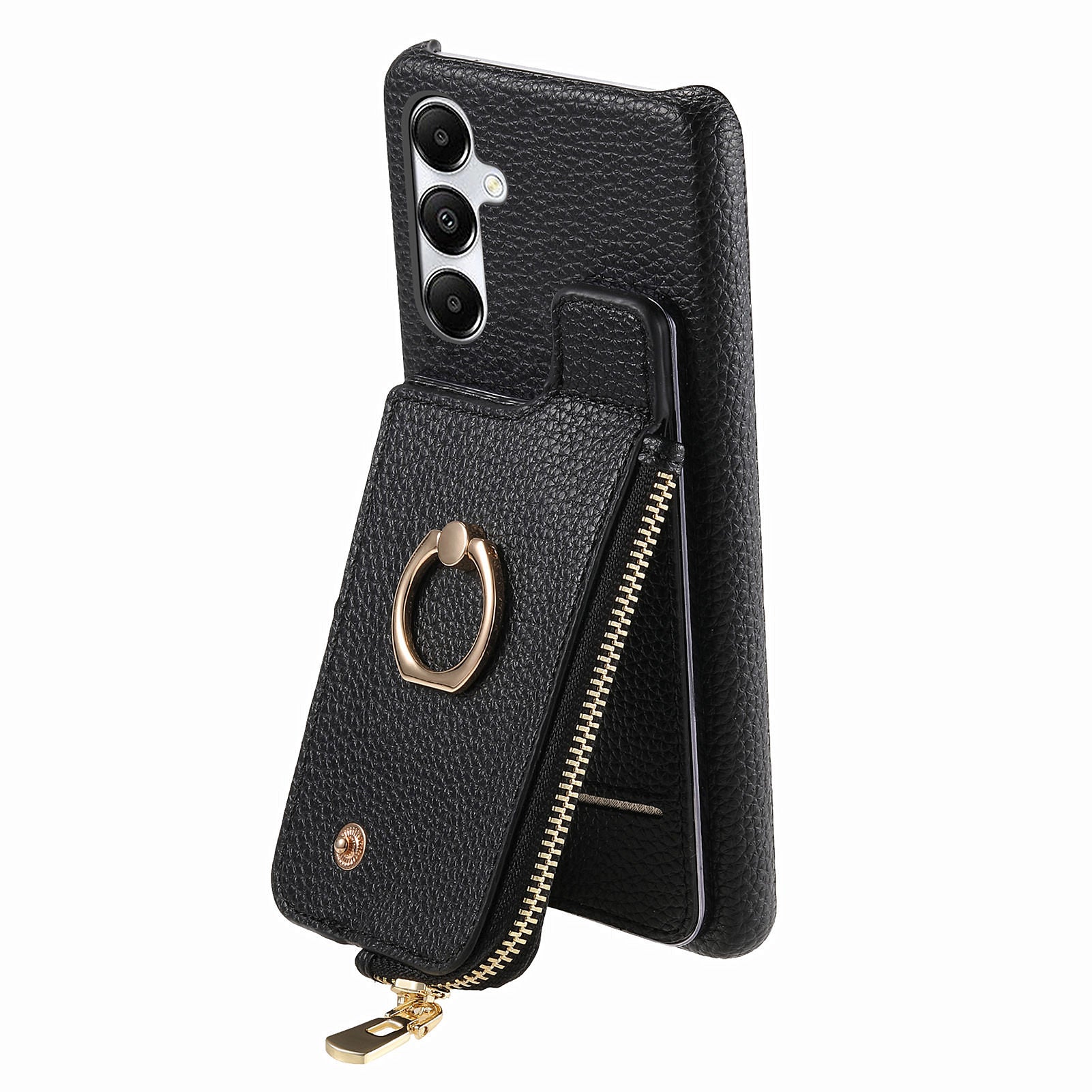 Y3 for Samsung Galaxy A35 5G Case Kickstand Leather+TPU Phone Cover with Litchi Texture