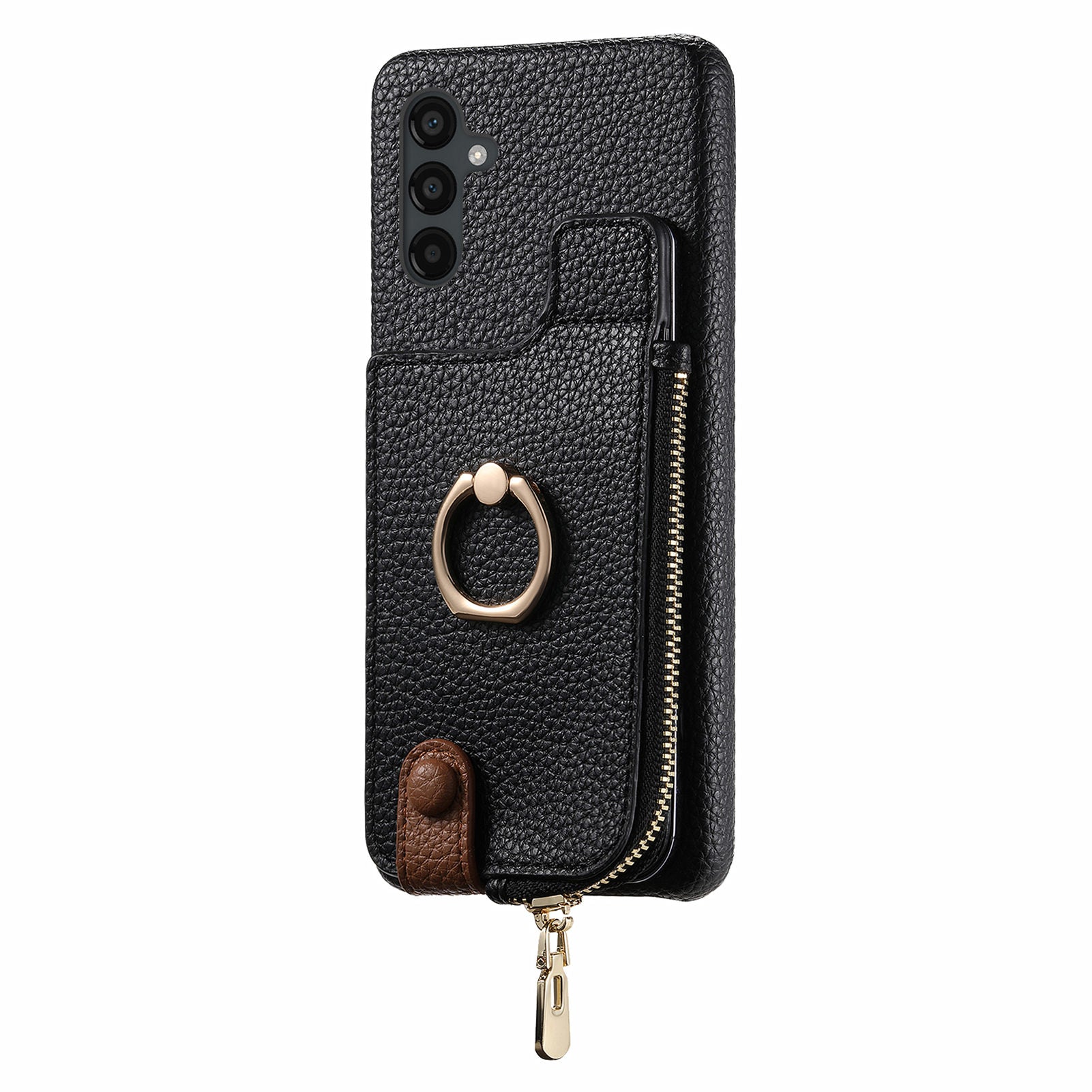 Y3 for Samsung Galaxy A34 5G Leather+TPU Shockproof Case Kickstand Phone Cover with Zipper Pocket