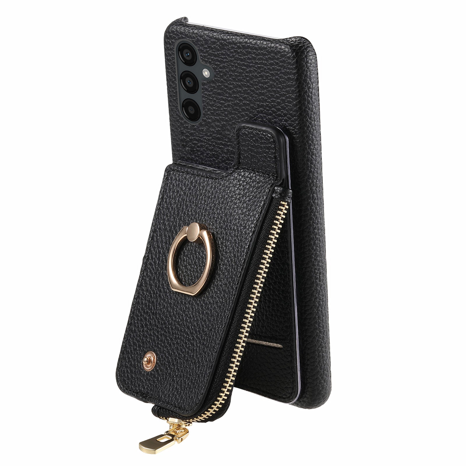 Y3 for Samsung Galaxy A34 5G Leather+TPU Shockproof Case Kickstand Phone Cover with Zipper Pocket