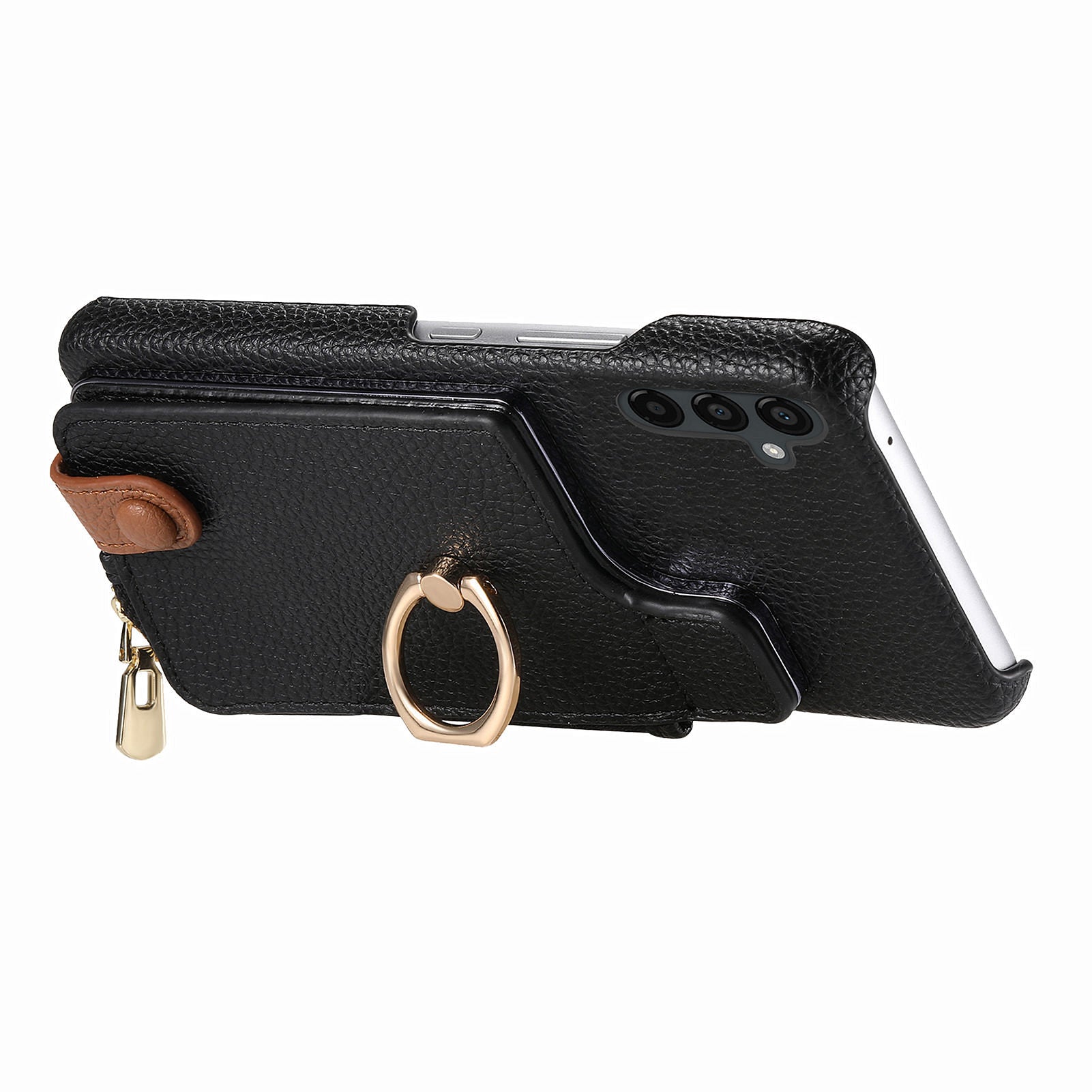 Y3 For Samsung Galaxy A24 4G (162.1 x 77.6 x 8.3mm) Case Ring Kickstand Leather+TPU Phone Cover
