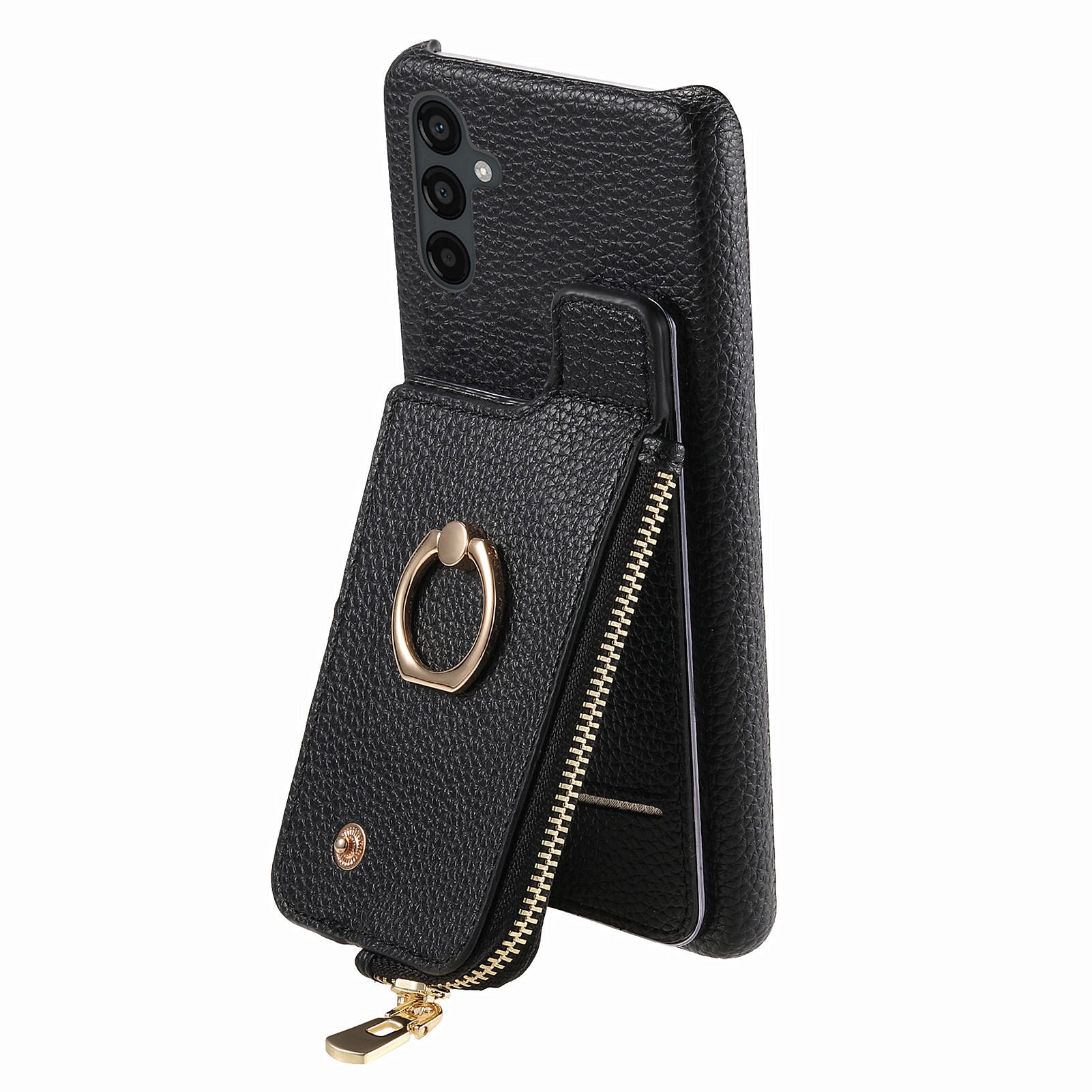 Y3 For Samsung Galaxy A24 4G (162.1 x 77.6 x 8.3mm) Case Ring Kickstand Leather+TPU Phone Cover