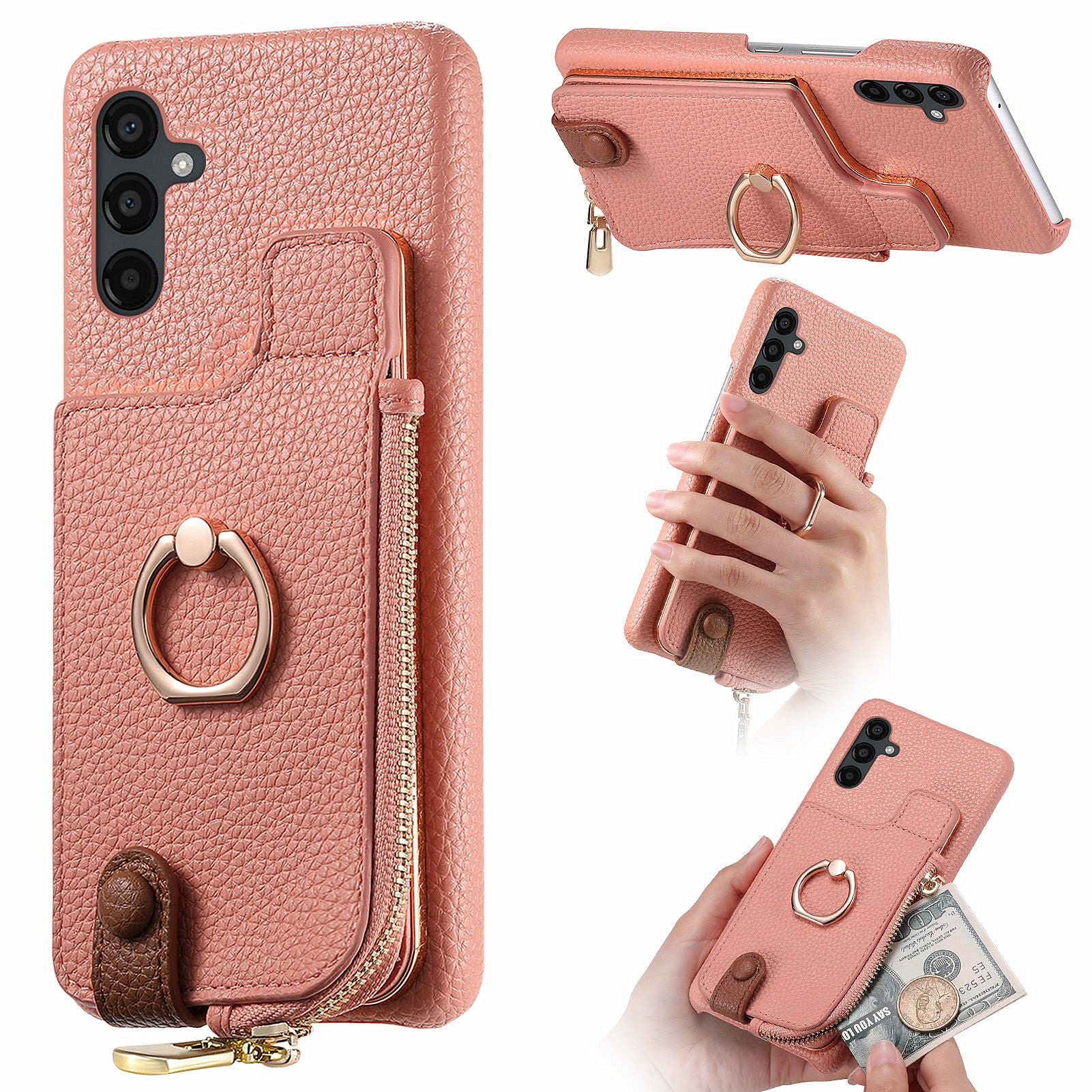 Y3 For Samsung Galaxy A24 4G (162.1 x 77.6 x 8.3mm) Case Ring Kickstand Leather+TPU Phone Cover