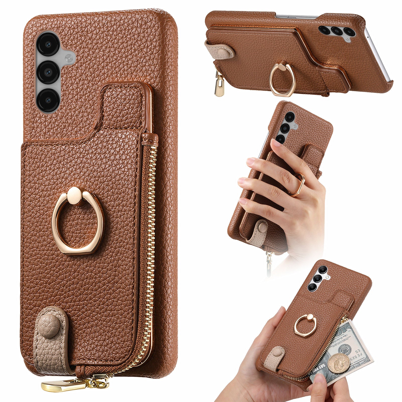 Y3 for Samsung Galaxy A14 5G / 4G Case Kickstand Leather+TPU Shockproof Phone Cover