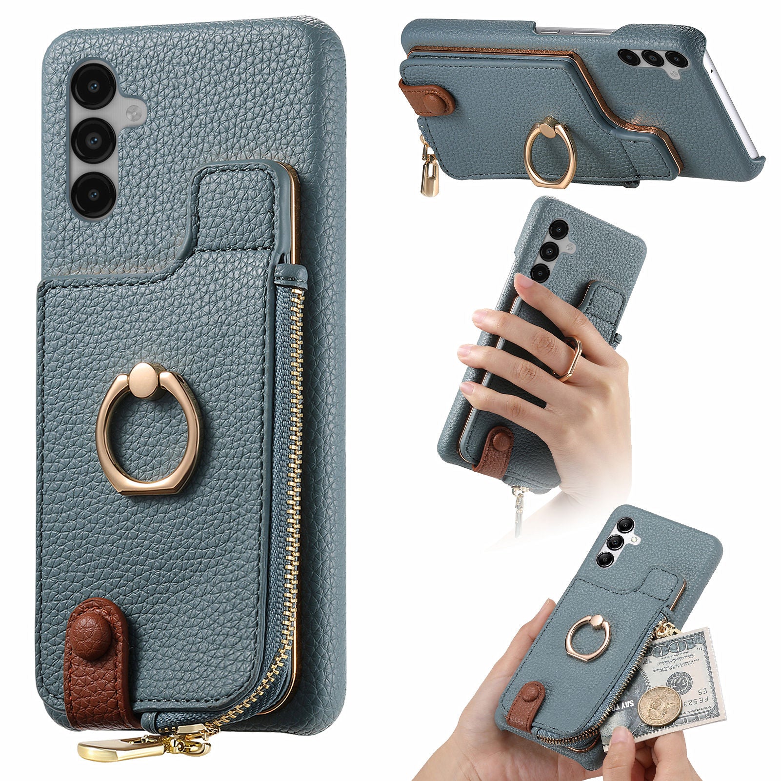 Y3 for Samsung Galaxy A14 5G / 4G Case Kickstand Leather+TPU Shockproof Phone Cover