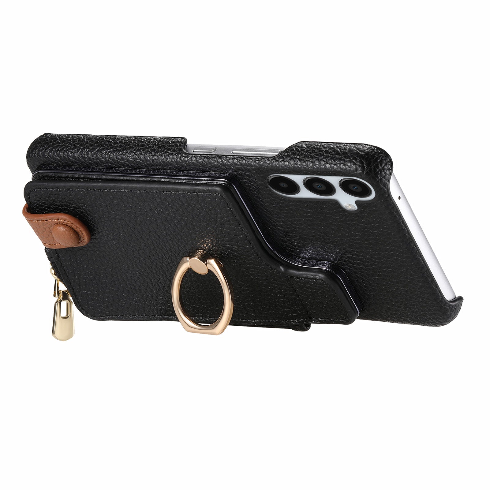 Y3 for Samsung Galaxy A15 4G / A15 5G Phone Case Leather+TPU Kickstand Cover with Zipper Pocket