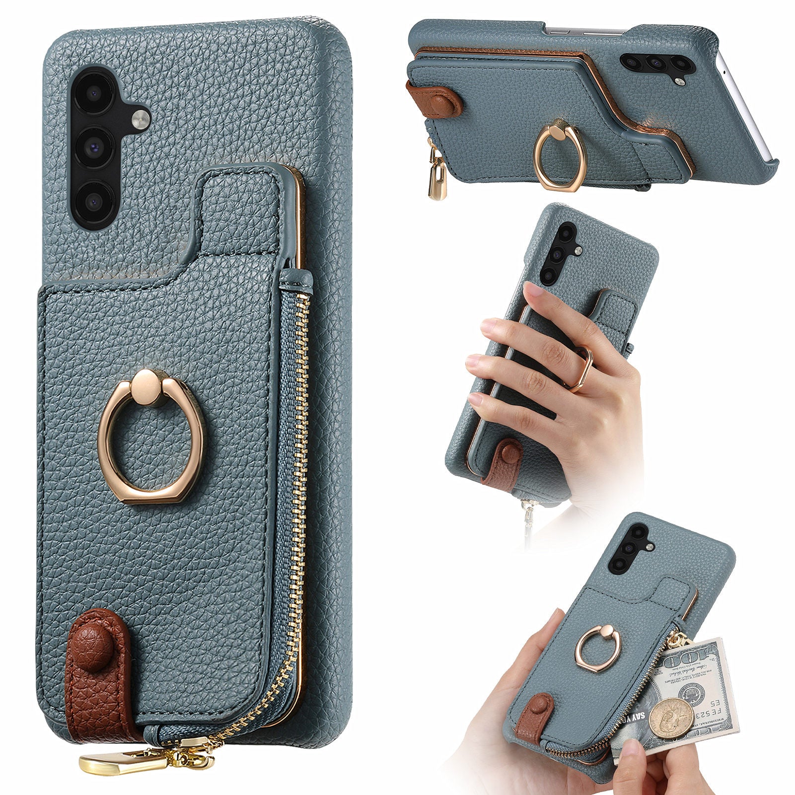 Y3 for Samsung Galaxy A13 5G Case Kickstand Leather+TPU RFID Blocking Phone Cover