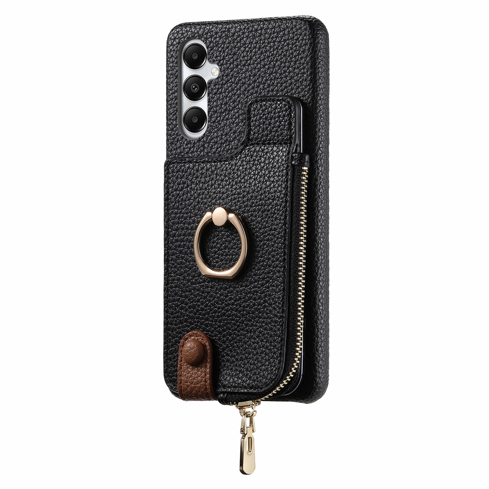 Y3 for Samsung Galaxy A05s 4G Leather+TPU Case Ring Kickstand Phone Cover with Zipper Pocket