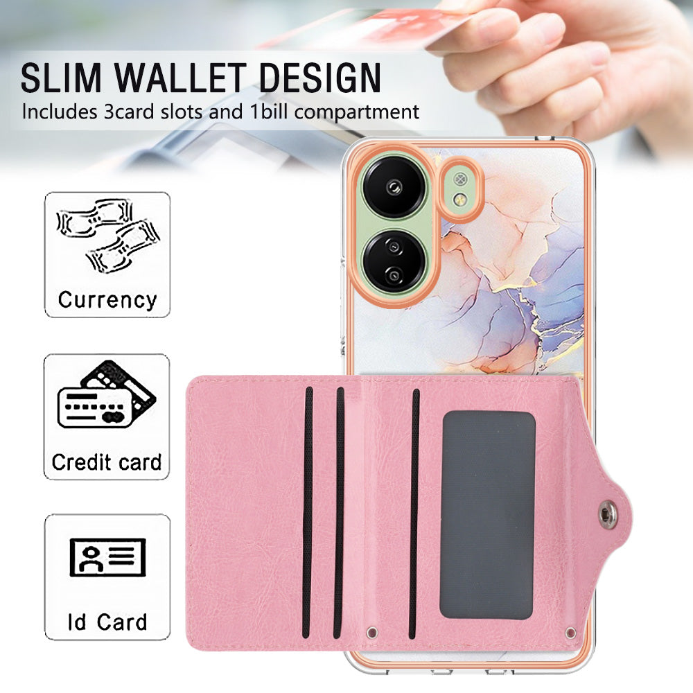 For Xiaomi Redmi 13C 4G / Poco C65 4G Case IMD Shock-Absorbent Phone Shell with Card Holder