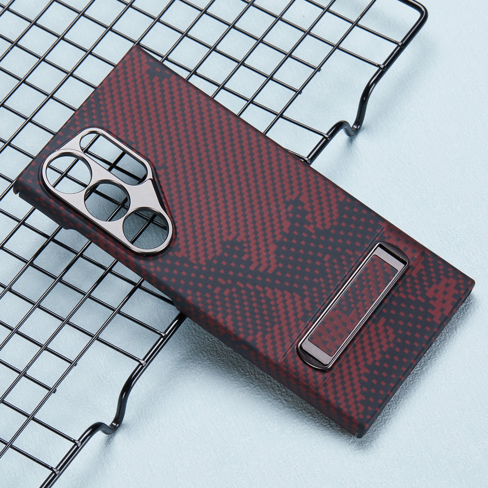 For Samsung Galaxy S24 Ultra Case Aramid Fiber Camouflage Pattern Kickstand Phone Cover