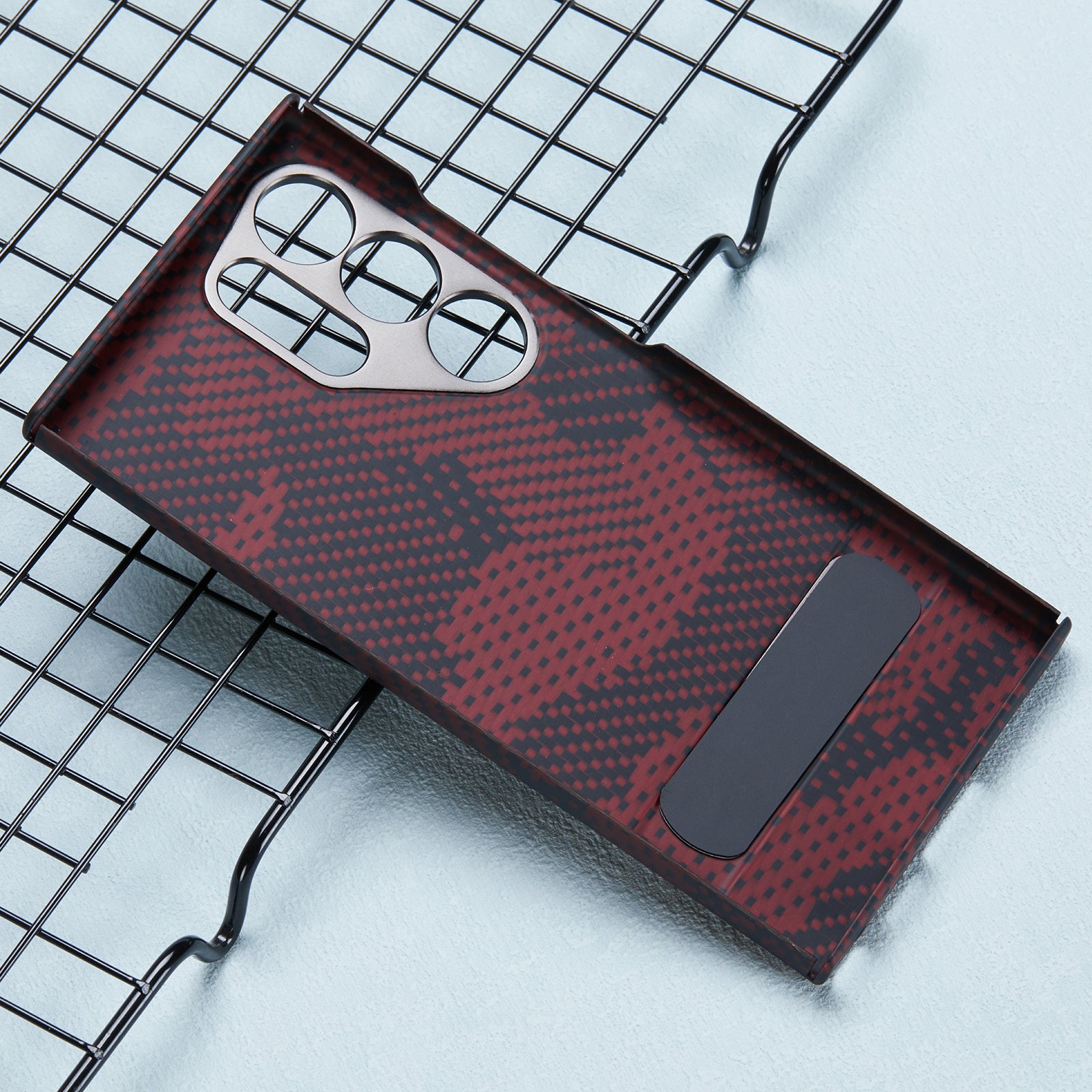 For Samsung Galaxy S24 Ultra Case Aramid Fiber Camouflage Pattern Kickstand Phone Cover