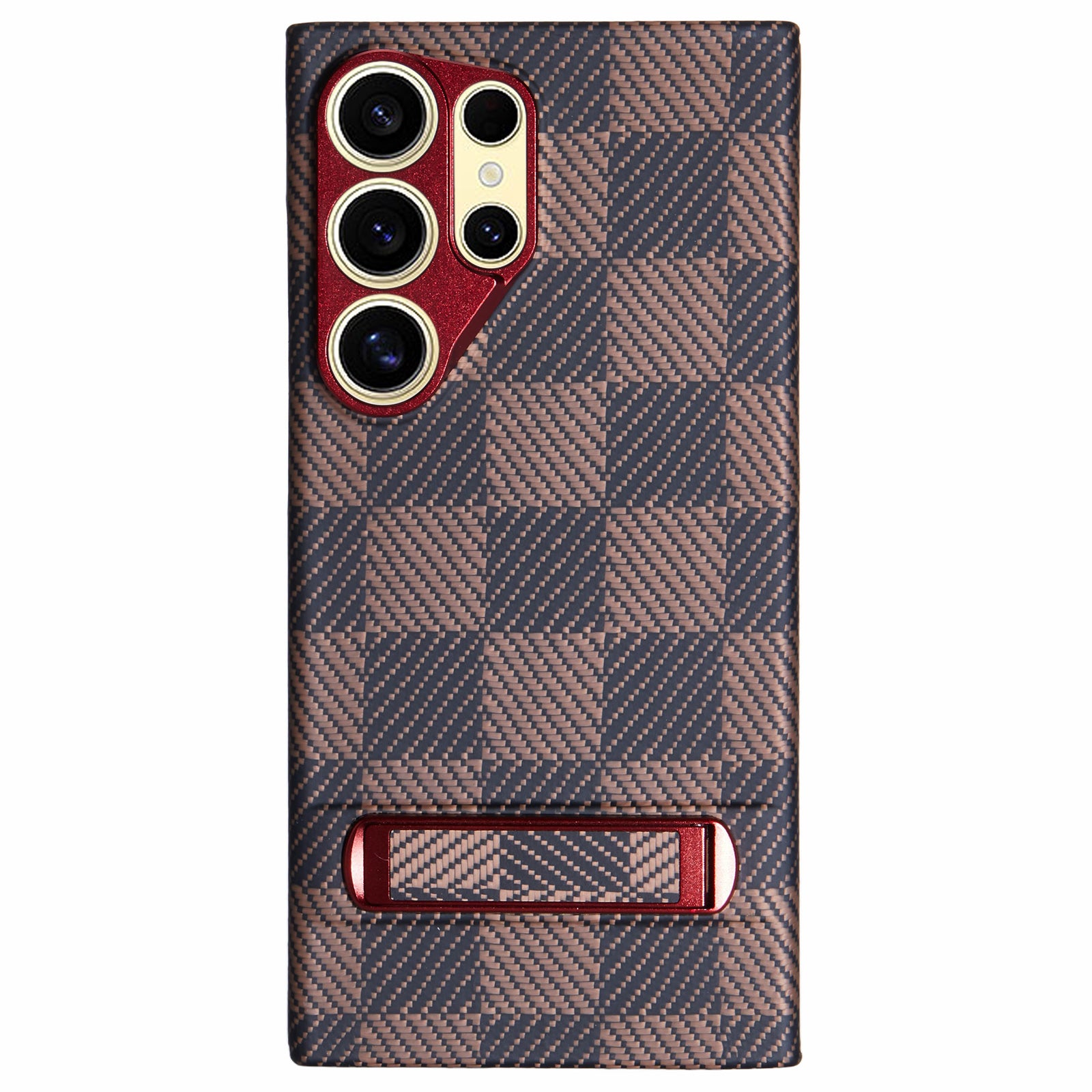 For Samsung Galaxy S24 Ultra Case Metal Lens Protection Aramid Fiber Phone Cover with Kickstand